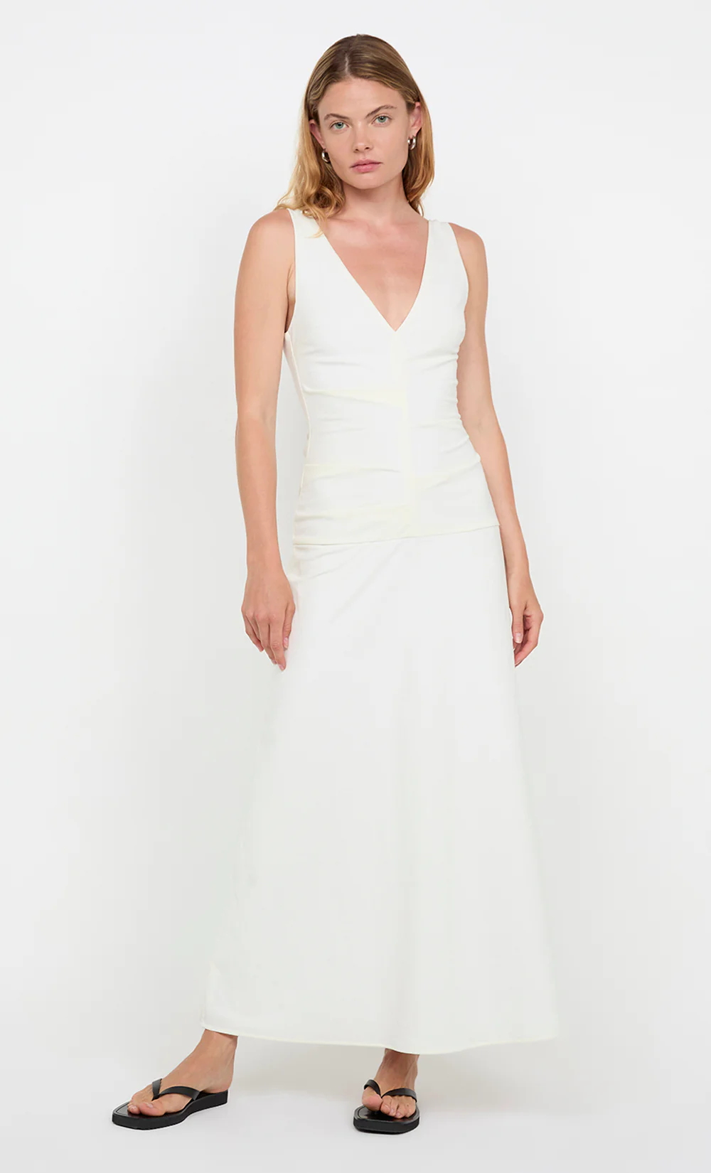 ABIGAIL TUCK MAXI DRESS - WHITE