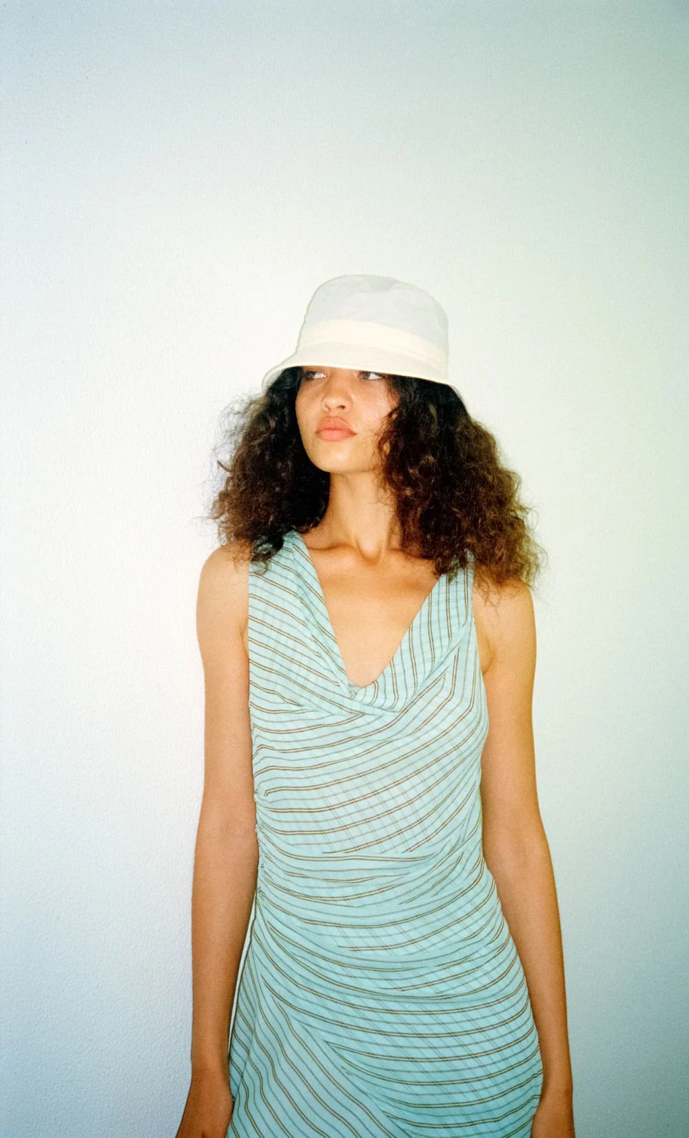 ALGARVE ASYM MINI DRESS - MINT SLICE STRIPE - Image 2