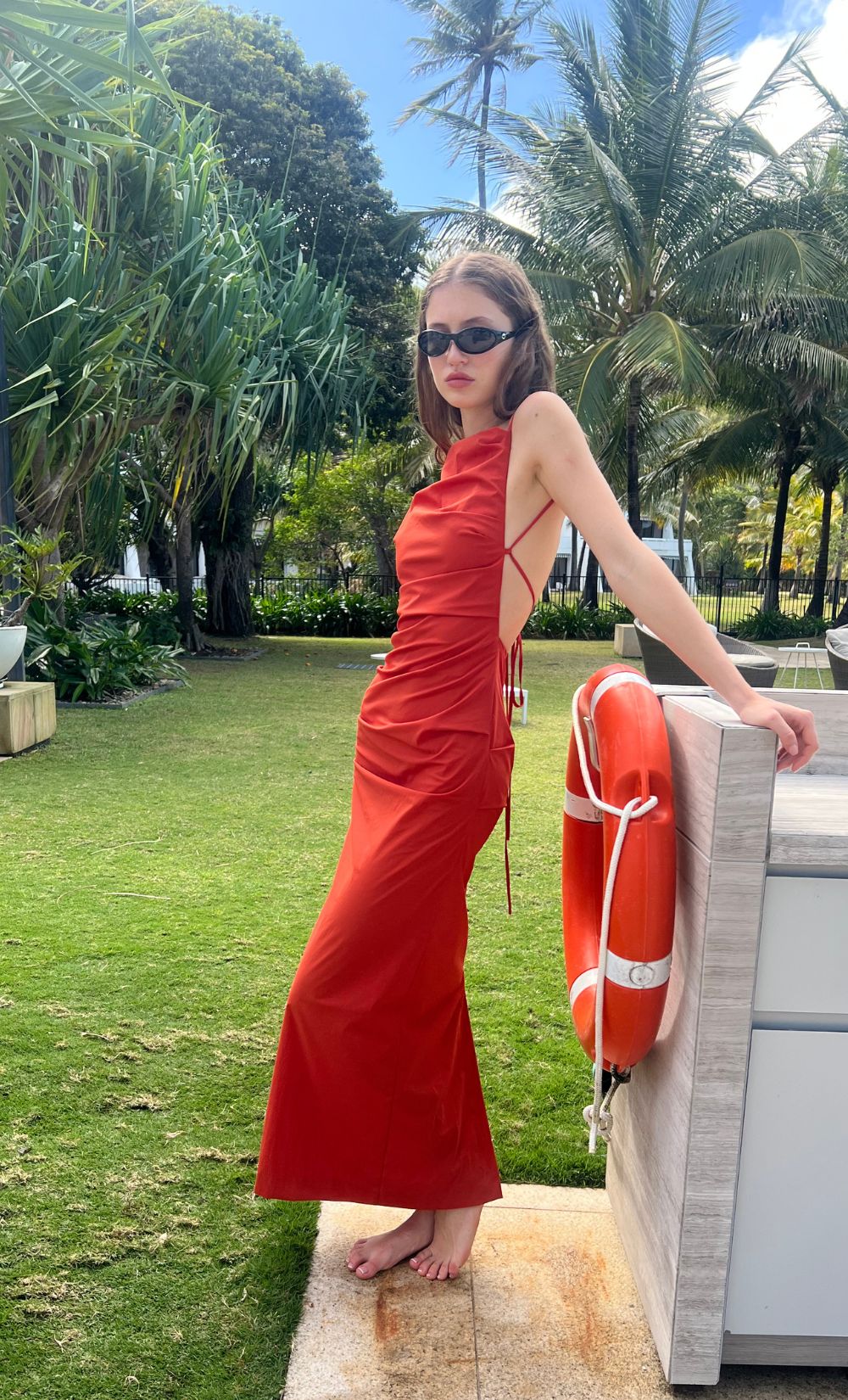 ALLIRA TUCK MAXI DRESS - BURNT ORANGE - Image 2