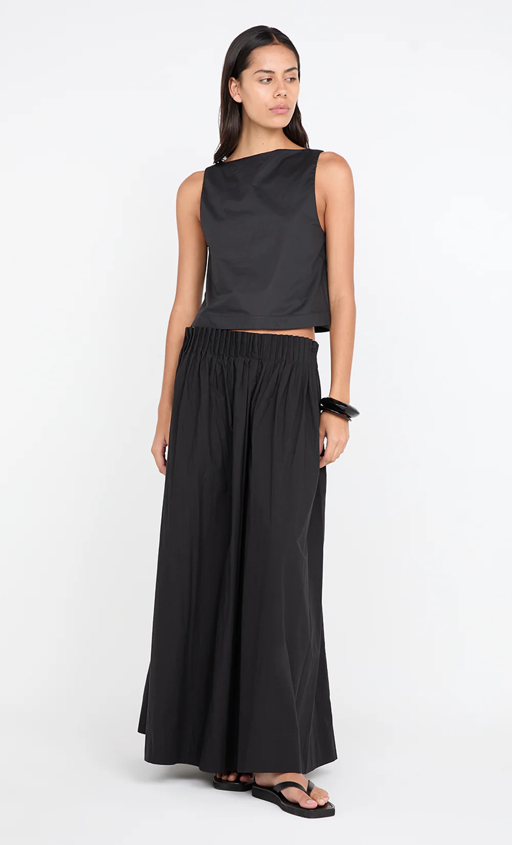 ALUCA PINTUCK MAXI SKIRT - BLACK - Image 2