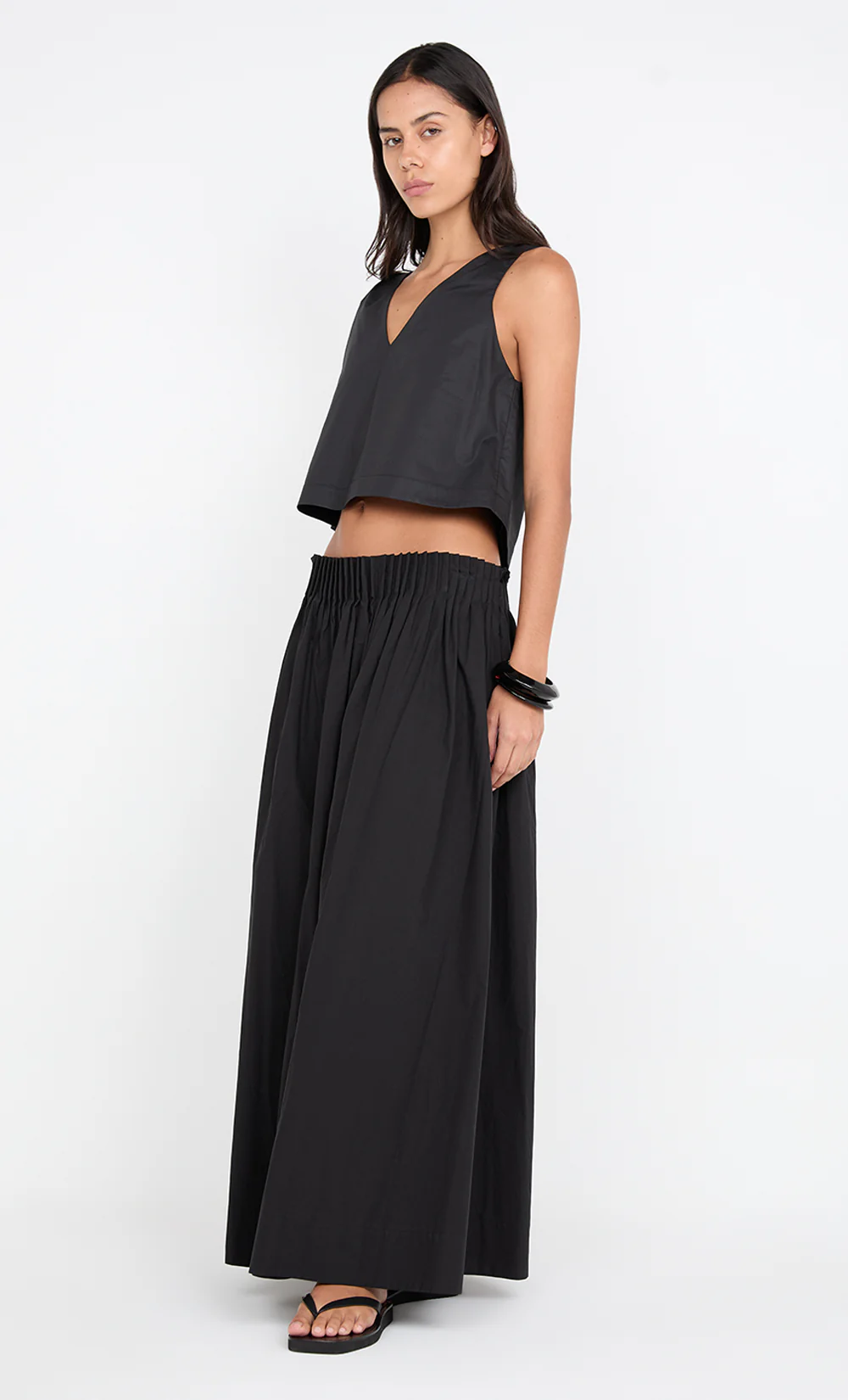 ALUCA PINTUCK MAXI SKIRT - BLACK - Image 3