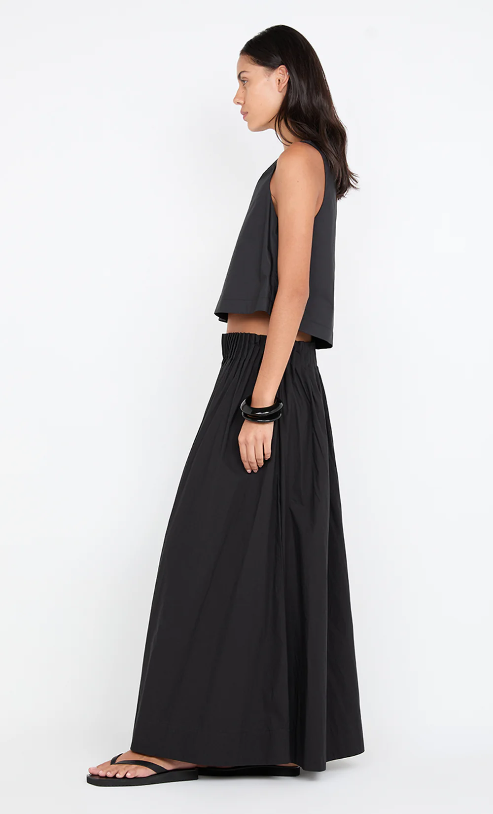 ALUCA PINTUCK MAXI SKIRT - BLACK - Image 4