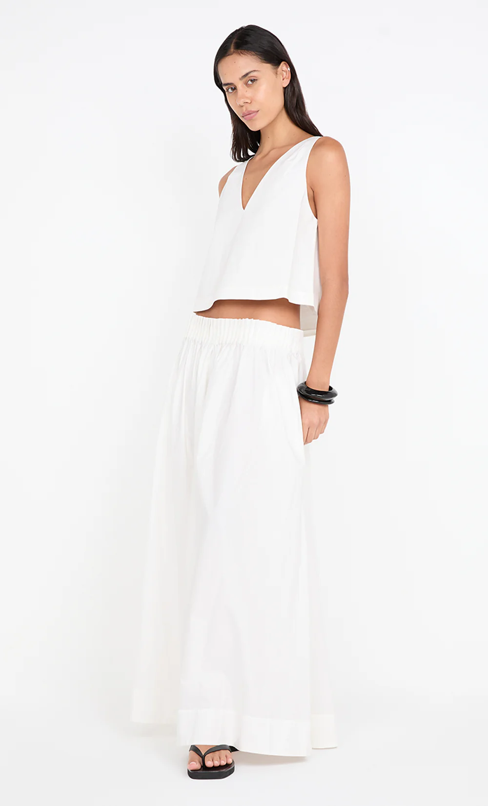 ALUCA PINTUCK MAXI SKIRT - WHITE - Image 2