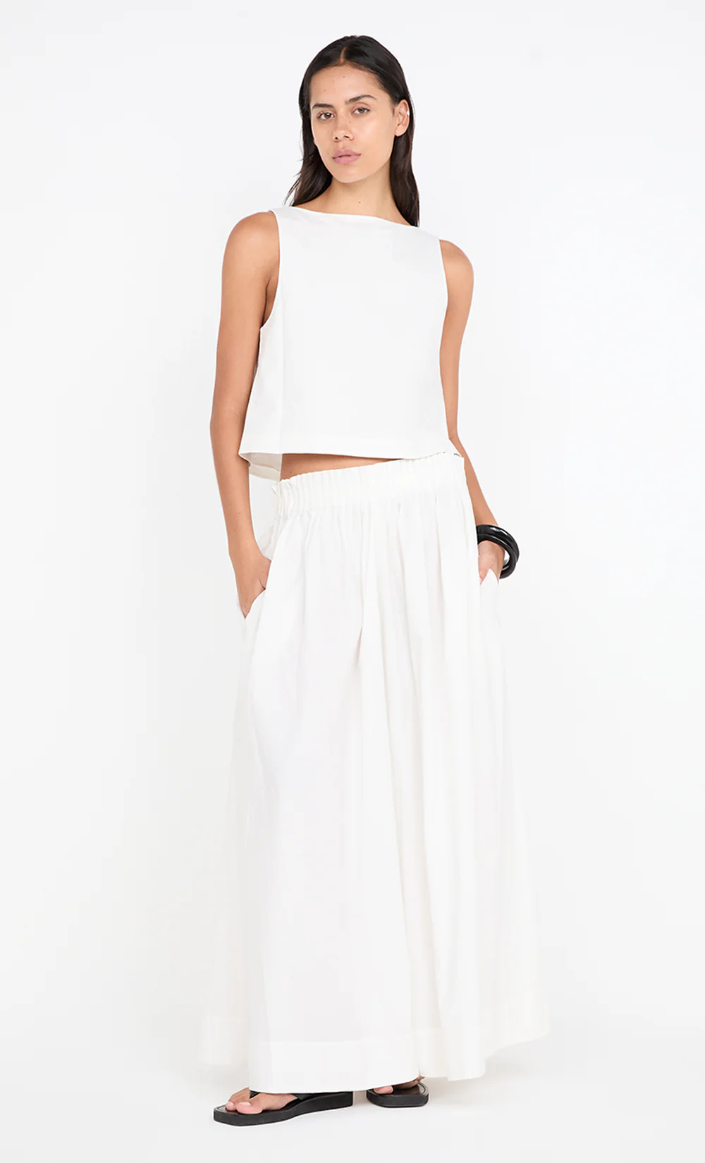 ALUCA PINTUCK MAXI SKIRT - WHITE - Image 5