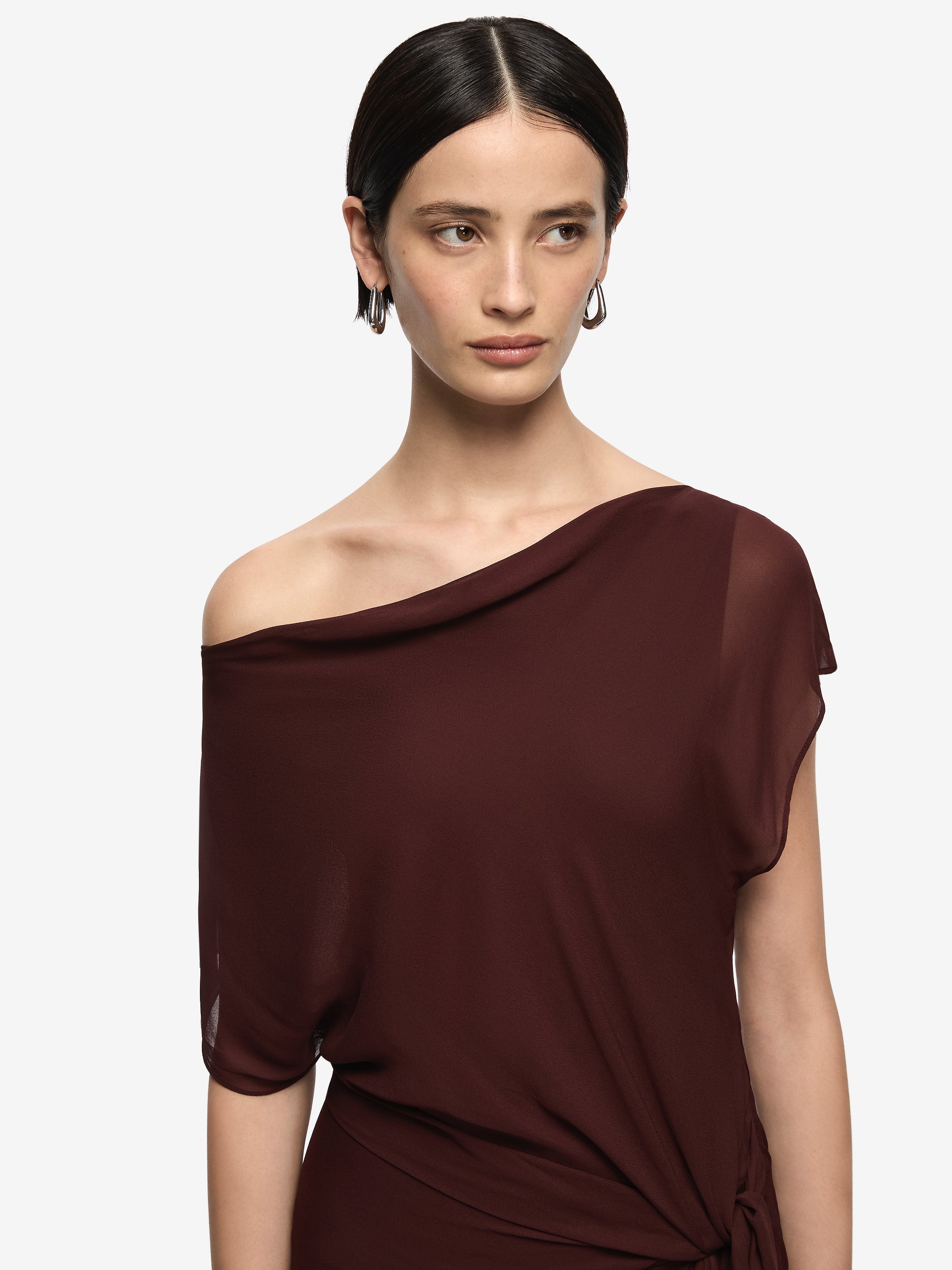 AMANDA DRAPE MAXI DRESS - RAISIN - Image 3