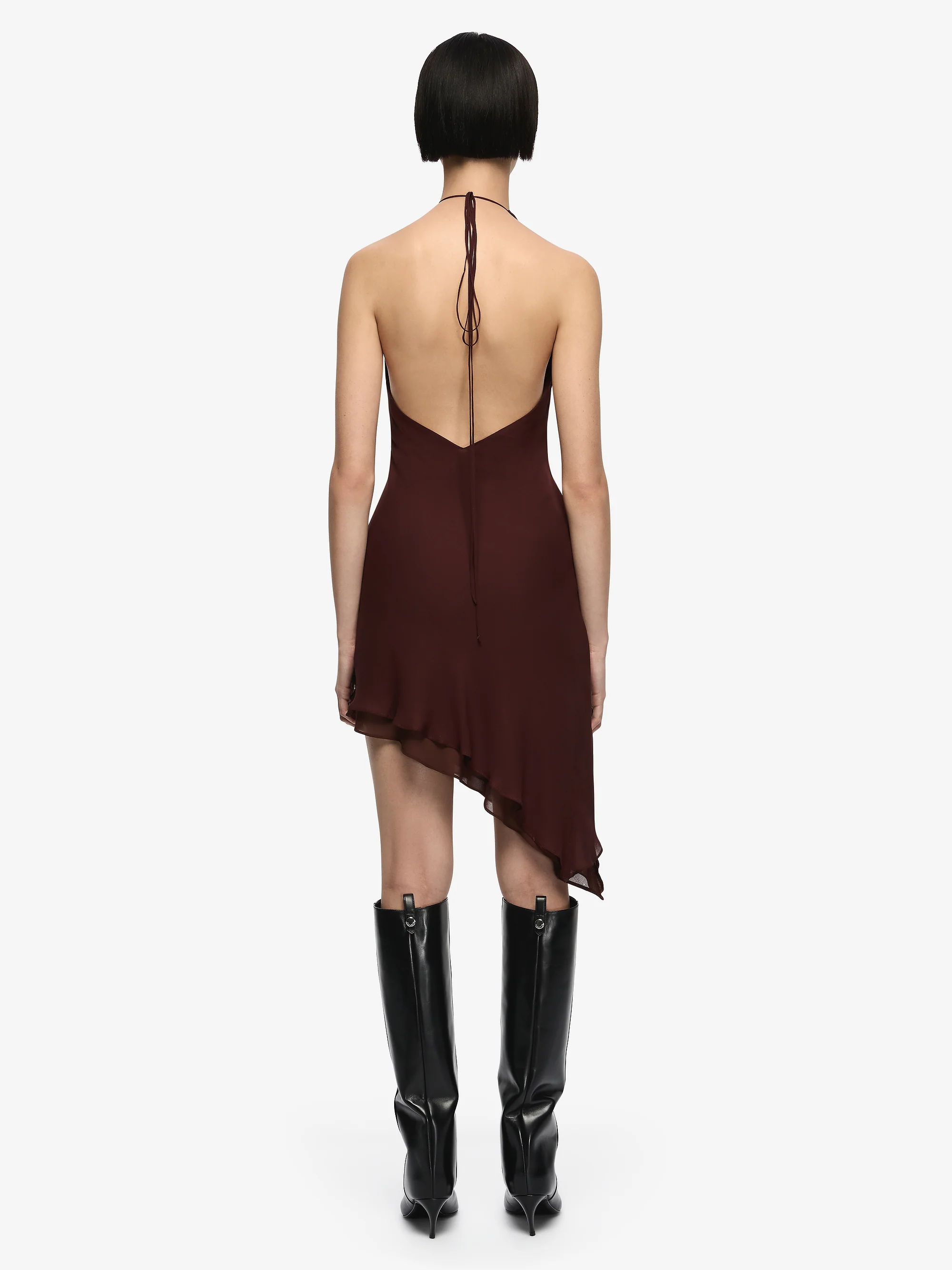 AMANDA HALTER ASYM DRESS - RAISIN - Image 4