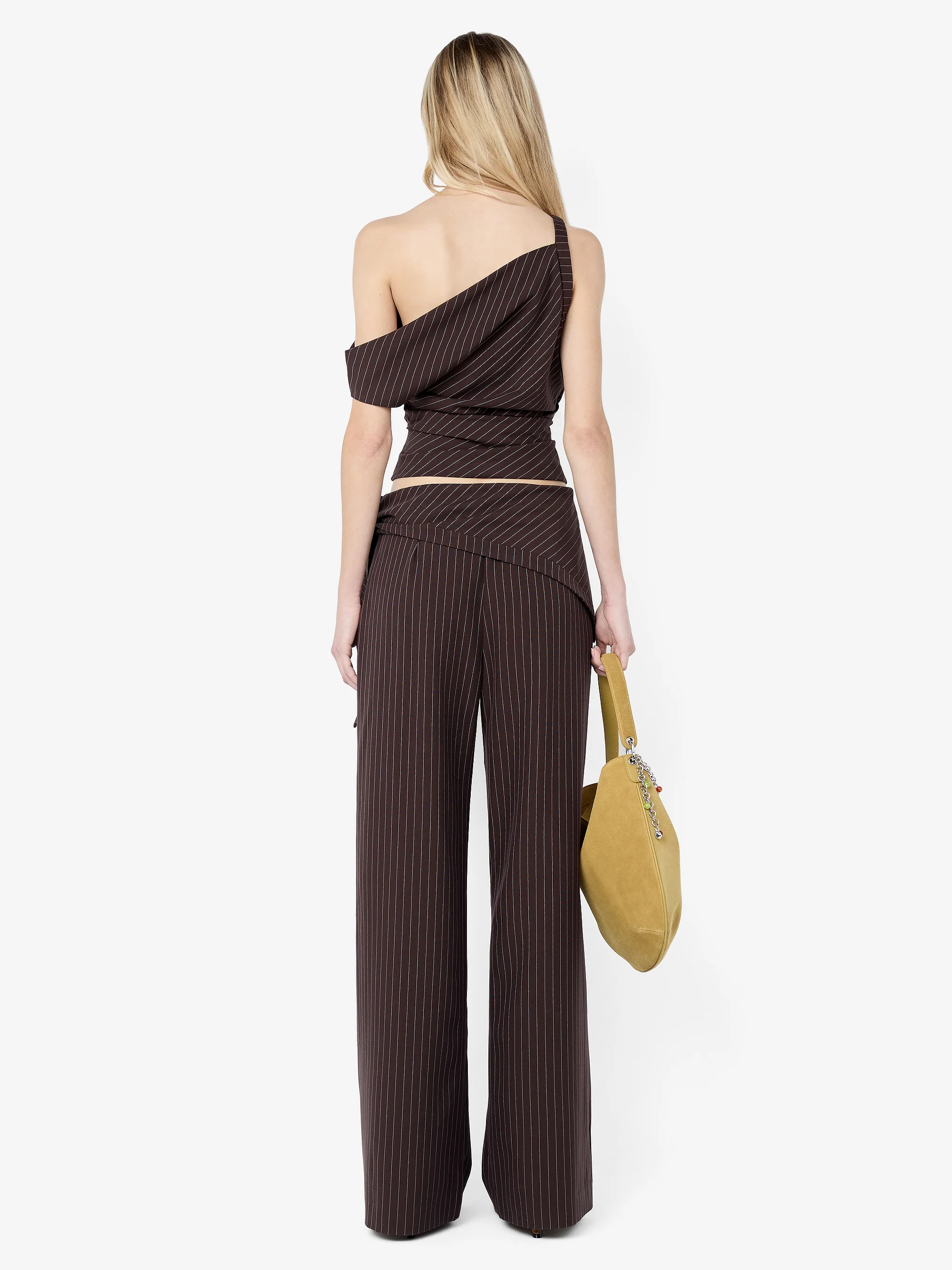 ANDRE ASYM TOP - CHOC PINSTRIPE - Image 4