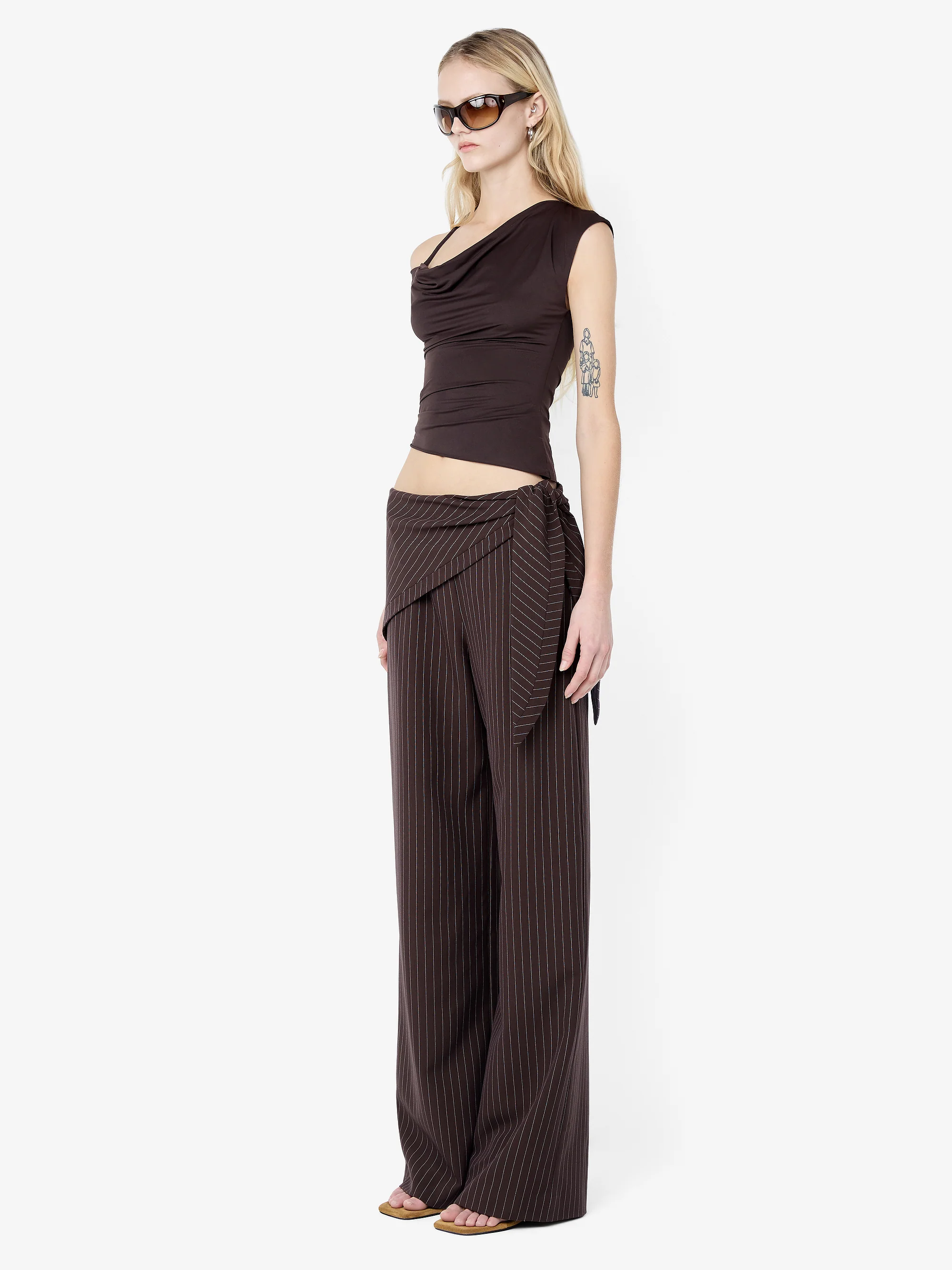 ANDRE OVERLAY PANT - CHOC PINSTRIPE - Image 2