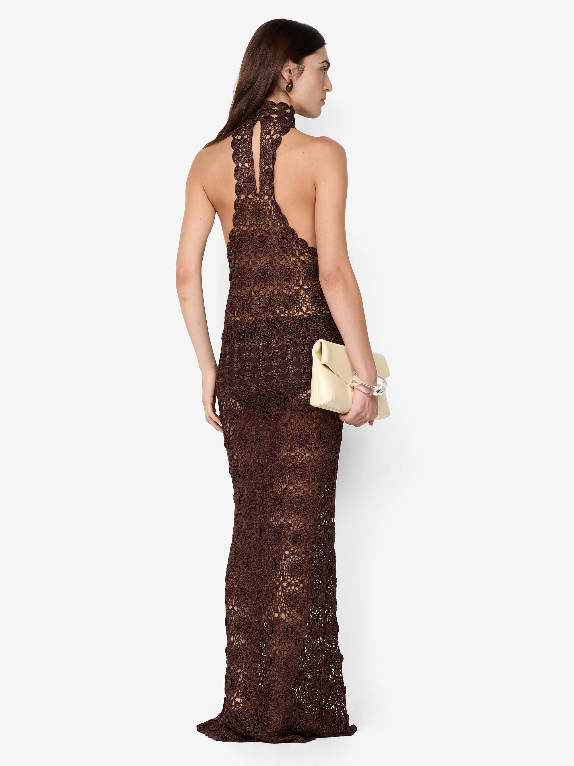 ANIA HALTER MAXI DRESS - DARK CHOCOLATE - Image 4