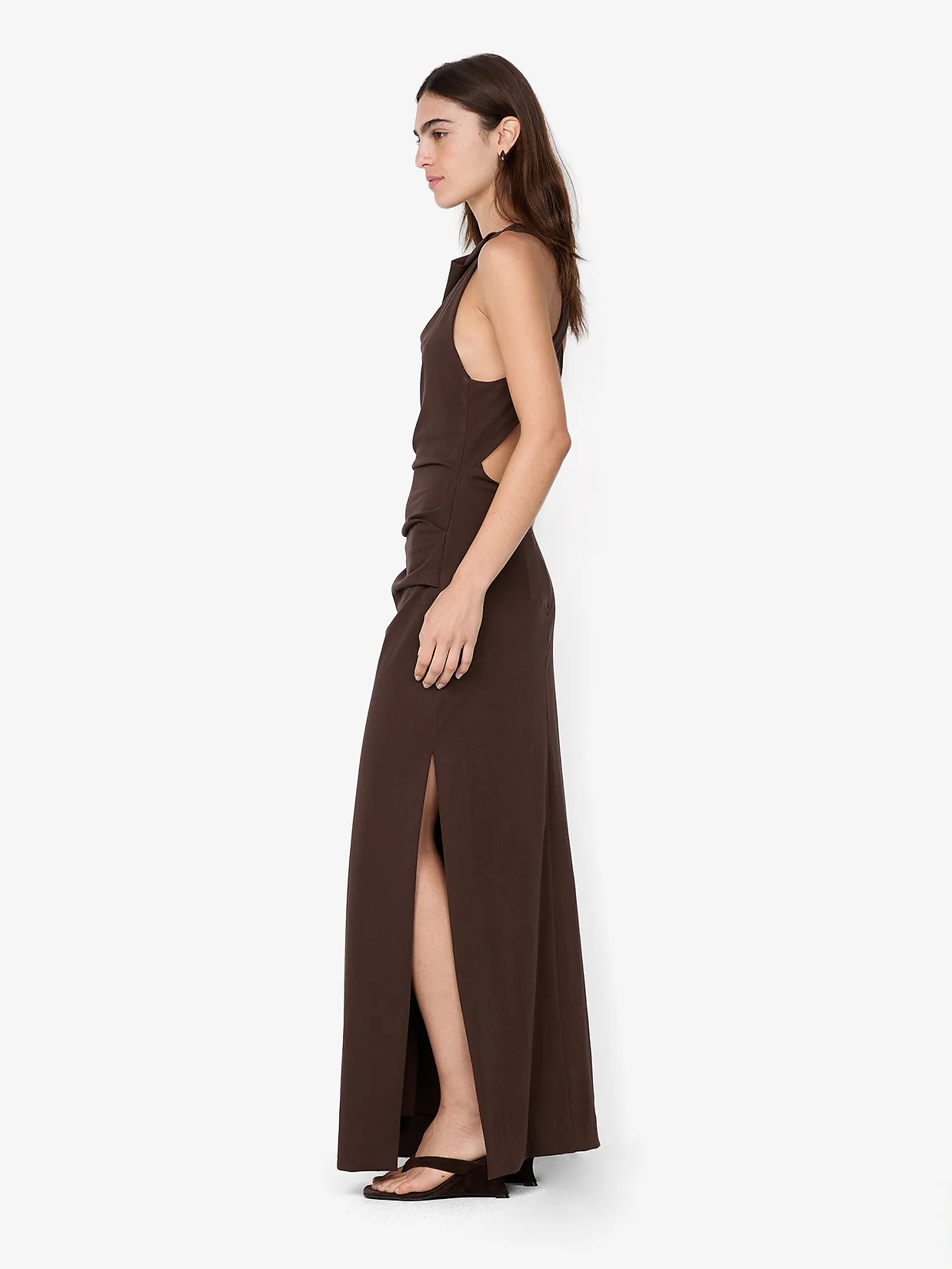ANNETTA COWL NECK MAXI DRESS - DARK CHOCOLATE - Image 4