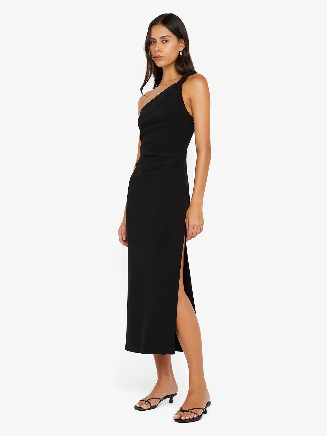 ARIVEN ASYM MIDI DRESS - BLACK - Image 2