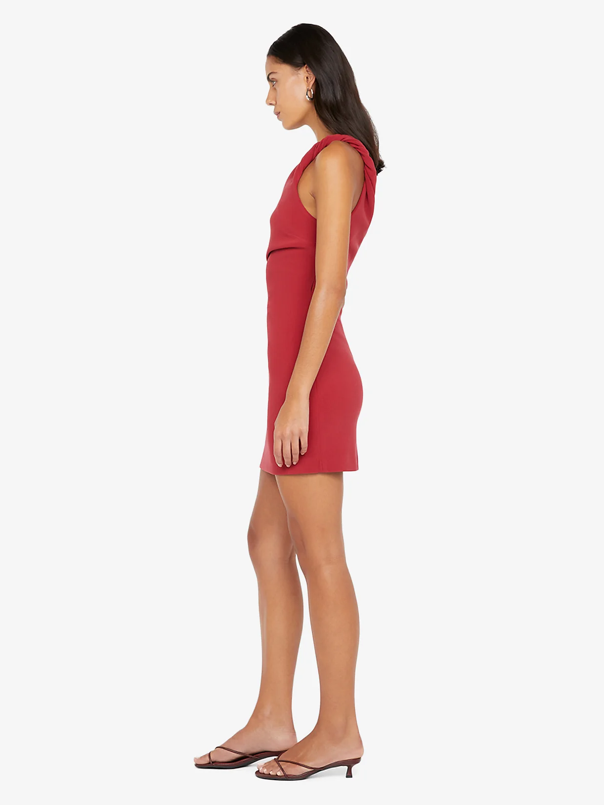 ARIVEN ASYM MINI DRESS - CHERRY - Image 3