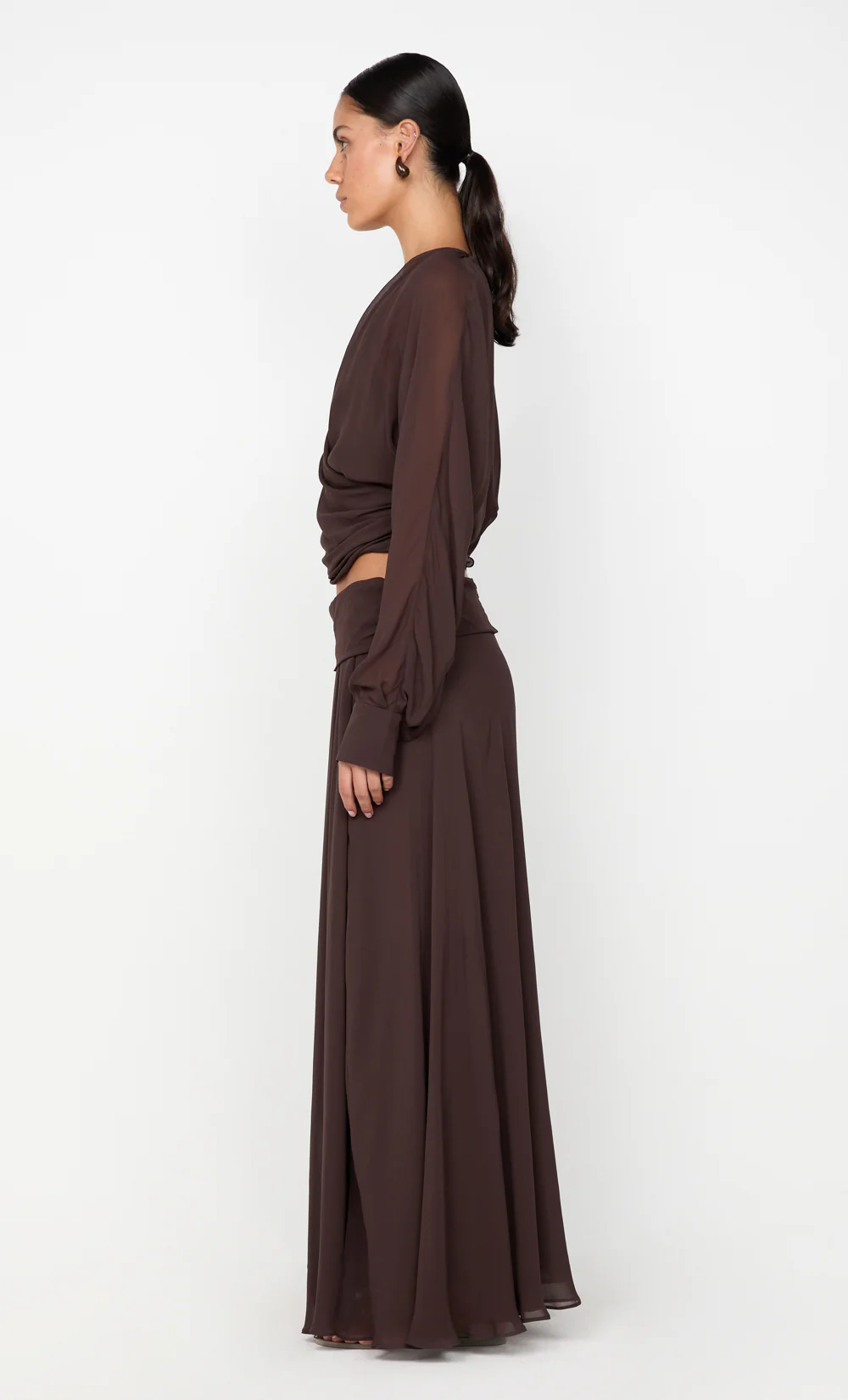 AURELIA MAXI SKIRT - DARK CHOCOLATE - Image 6