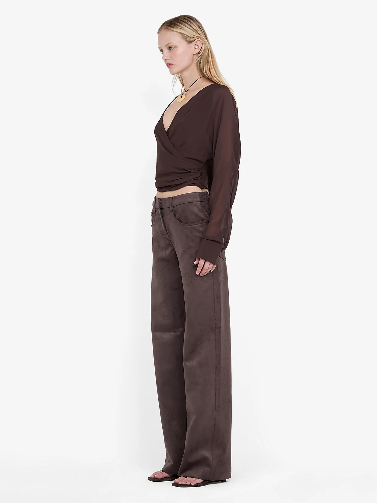 AURELIA WRAP TOP - DARK CHOCOLATE - Image 4