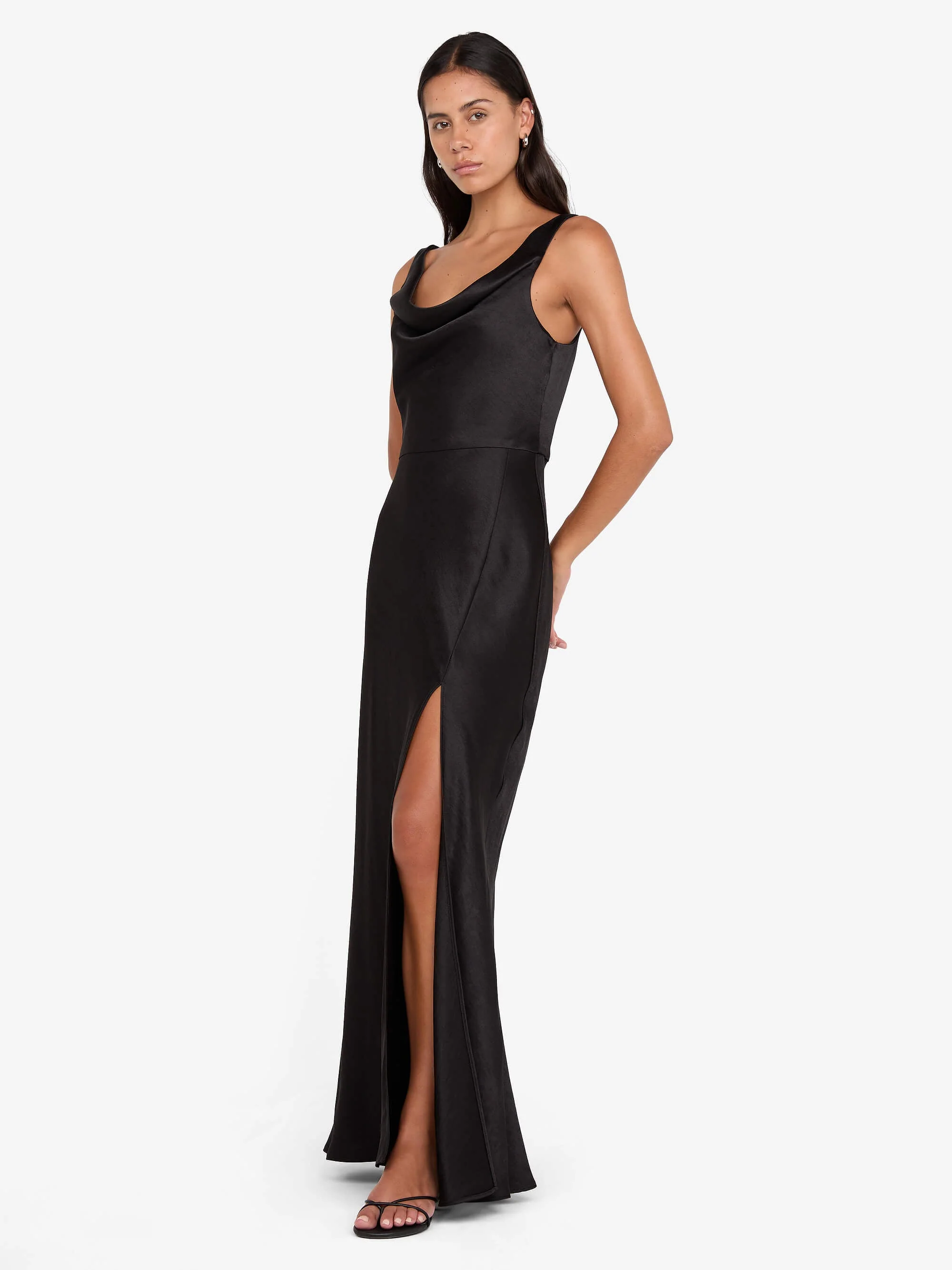 AUSTEN COWL NECK MAXI DRESS - BLACK - Image 3