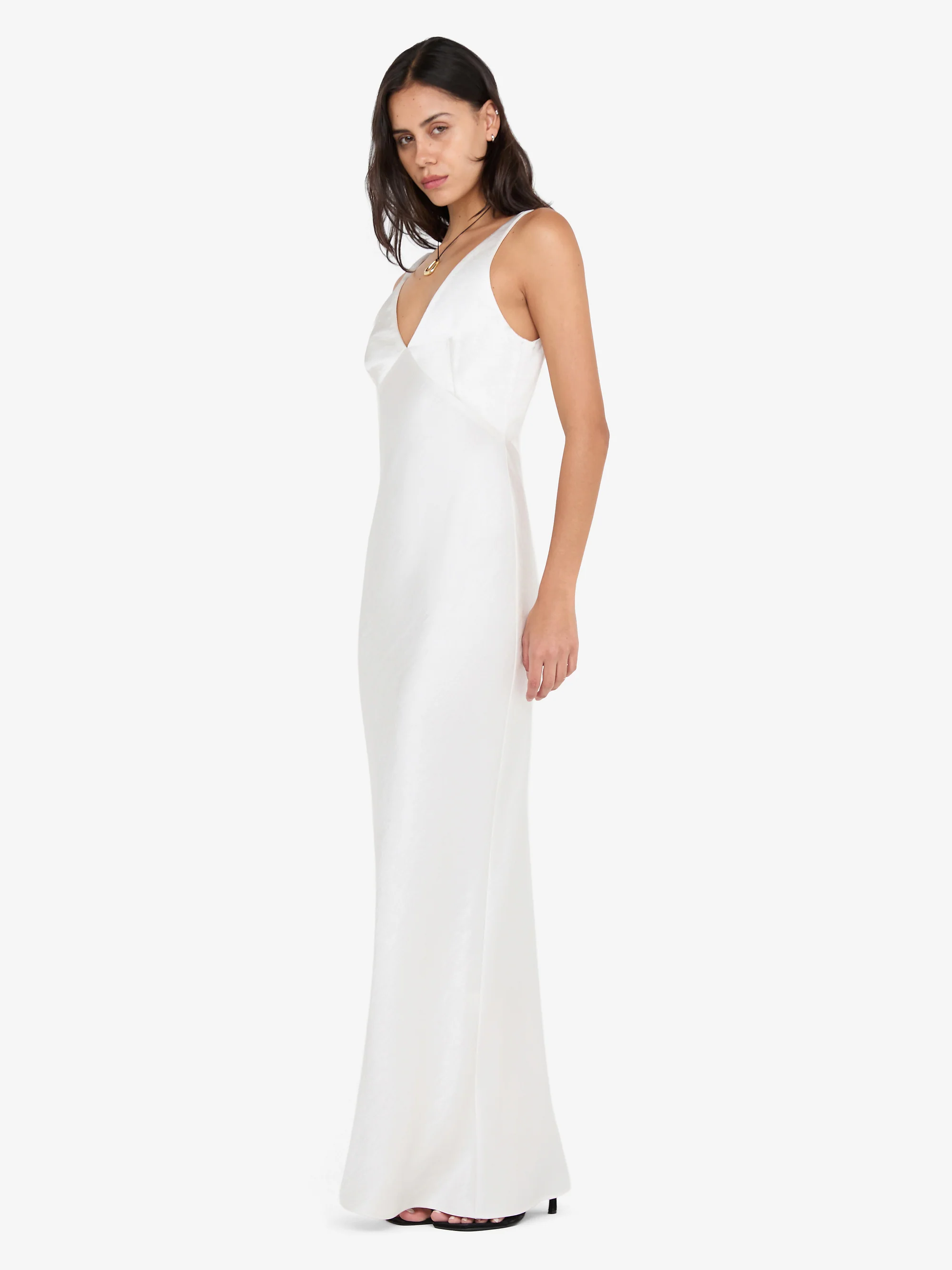 AUSTEN V NECK MAXI DRESS - IVORY - Image 3
