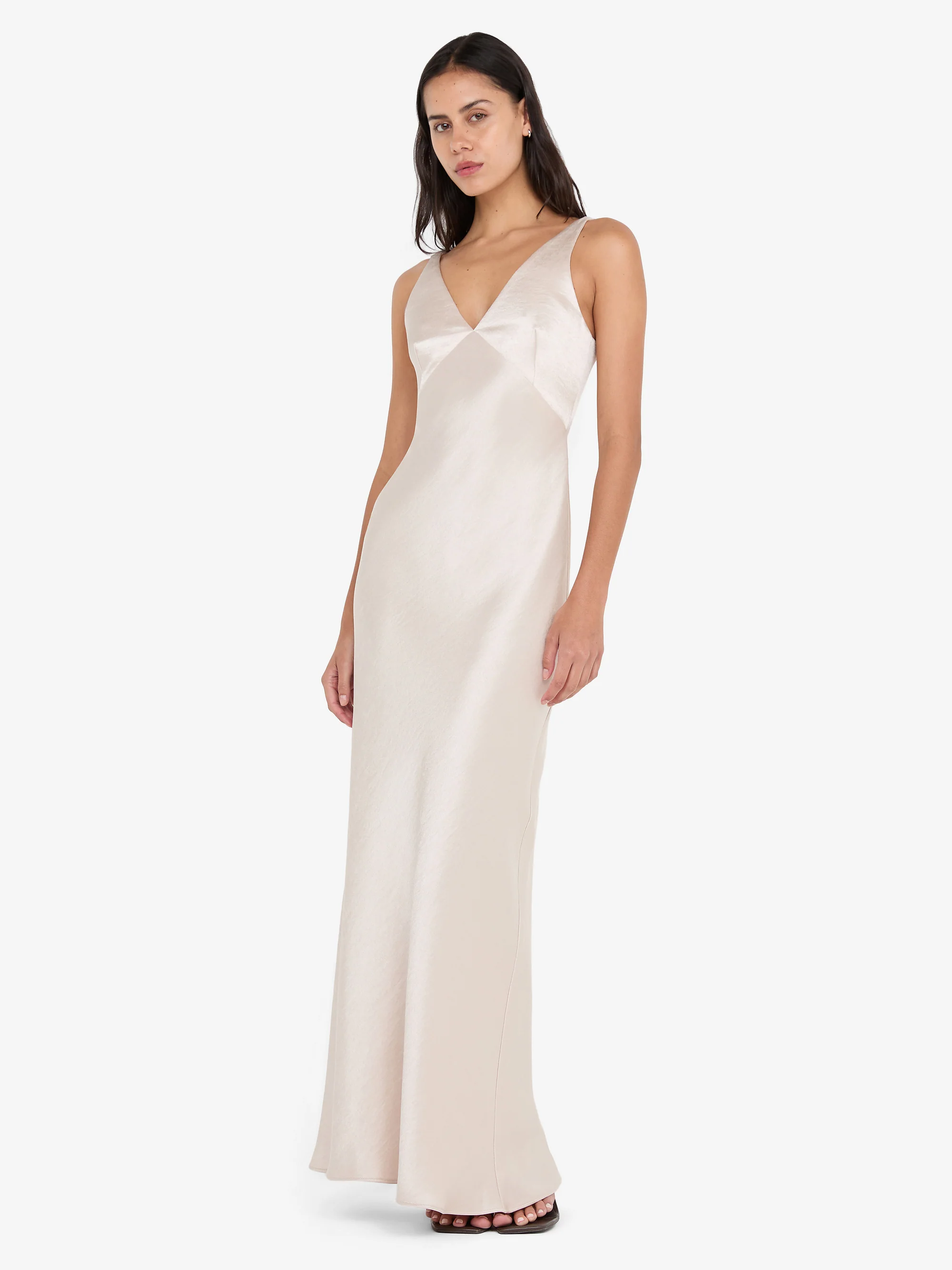 AUSTEN V NECK MAXI DRESS - SAND - Image 2