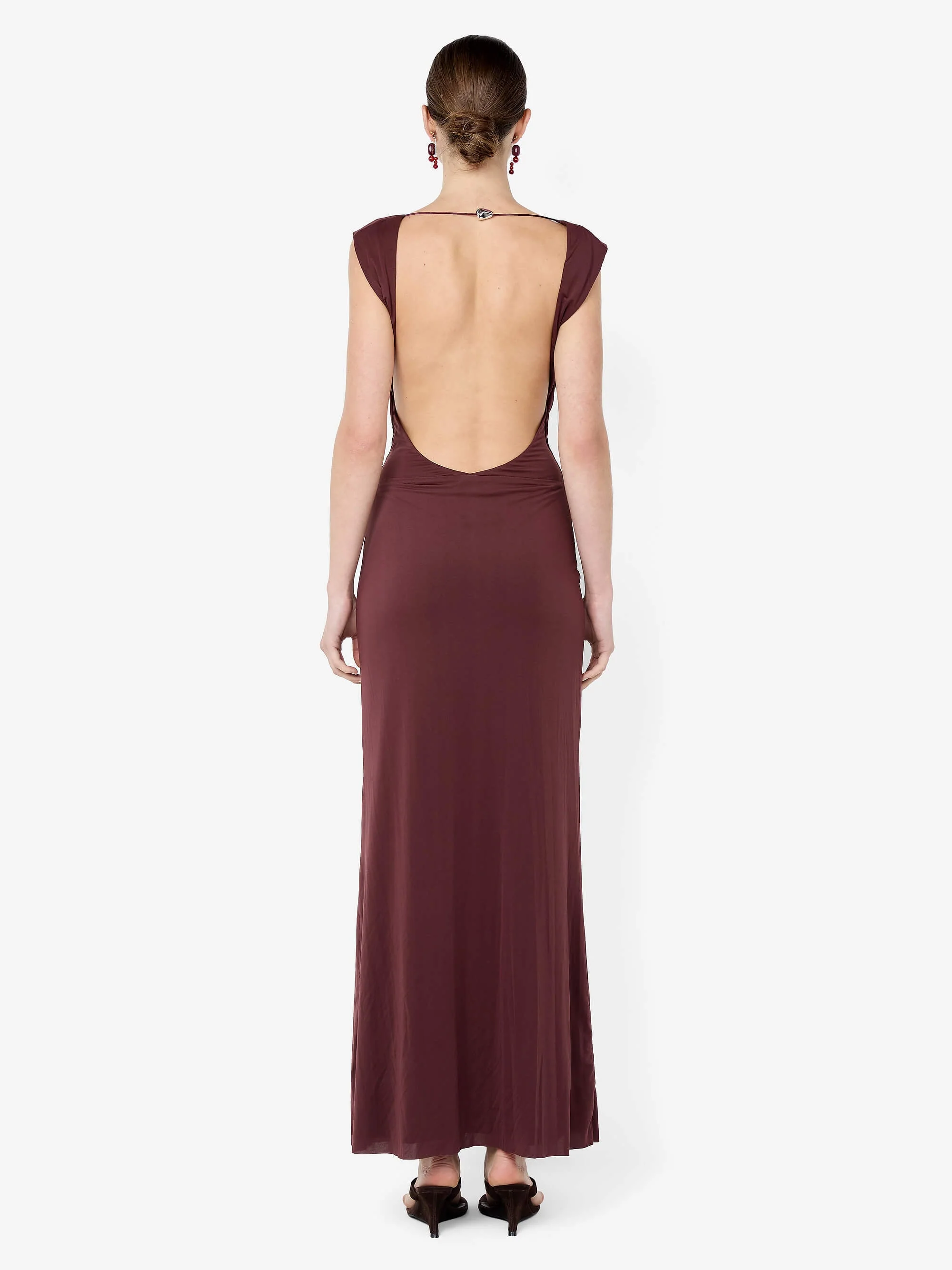 BRIGITTE COWL NECK MAXI DRESS - BLACKBERRY - Image 4
