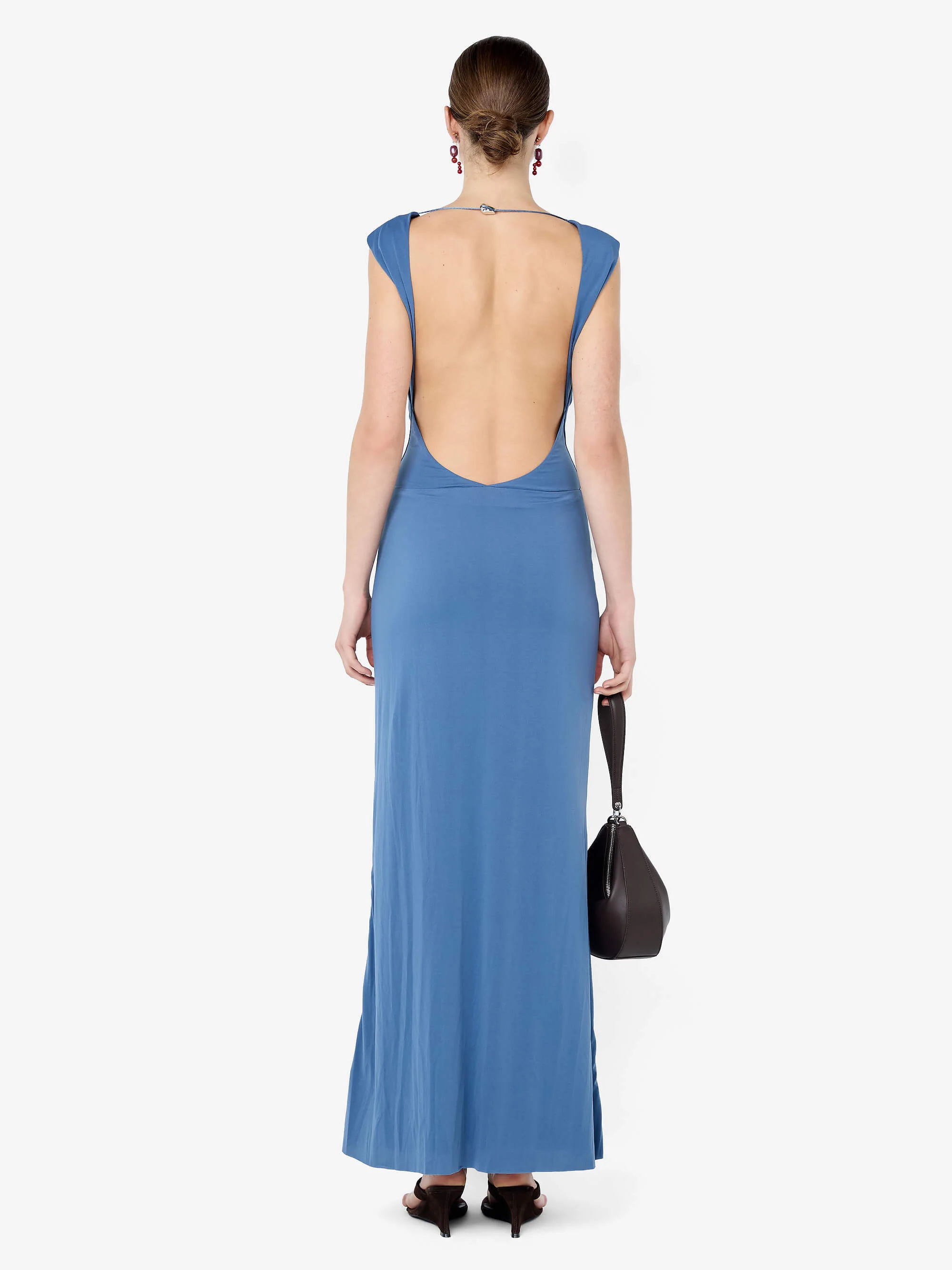 BRIGITTE COWL NECK MAXI DRESS - STEEL BLUE - Image 4