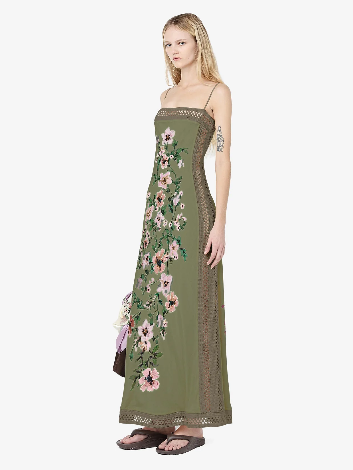 CAMELIA MAXI DRESS - OLIVE GARDENIA FLORAL - Image 2