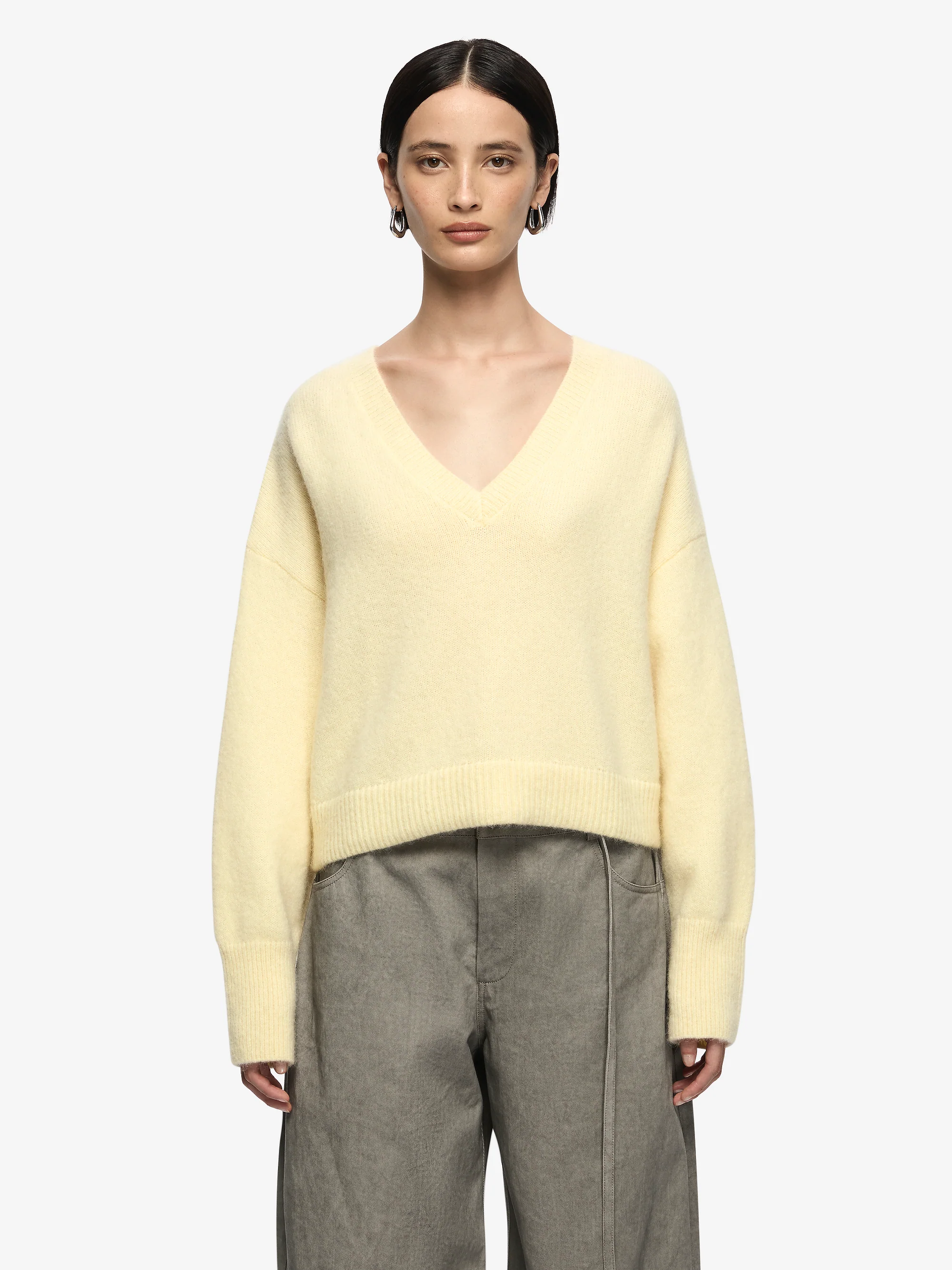 CAMPBELL V CROPPED JUMPER - BUTTER - Image 3