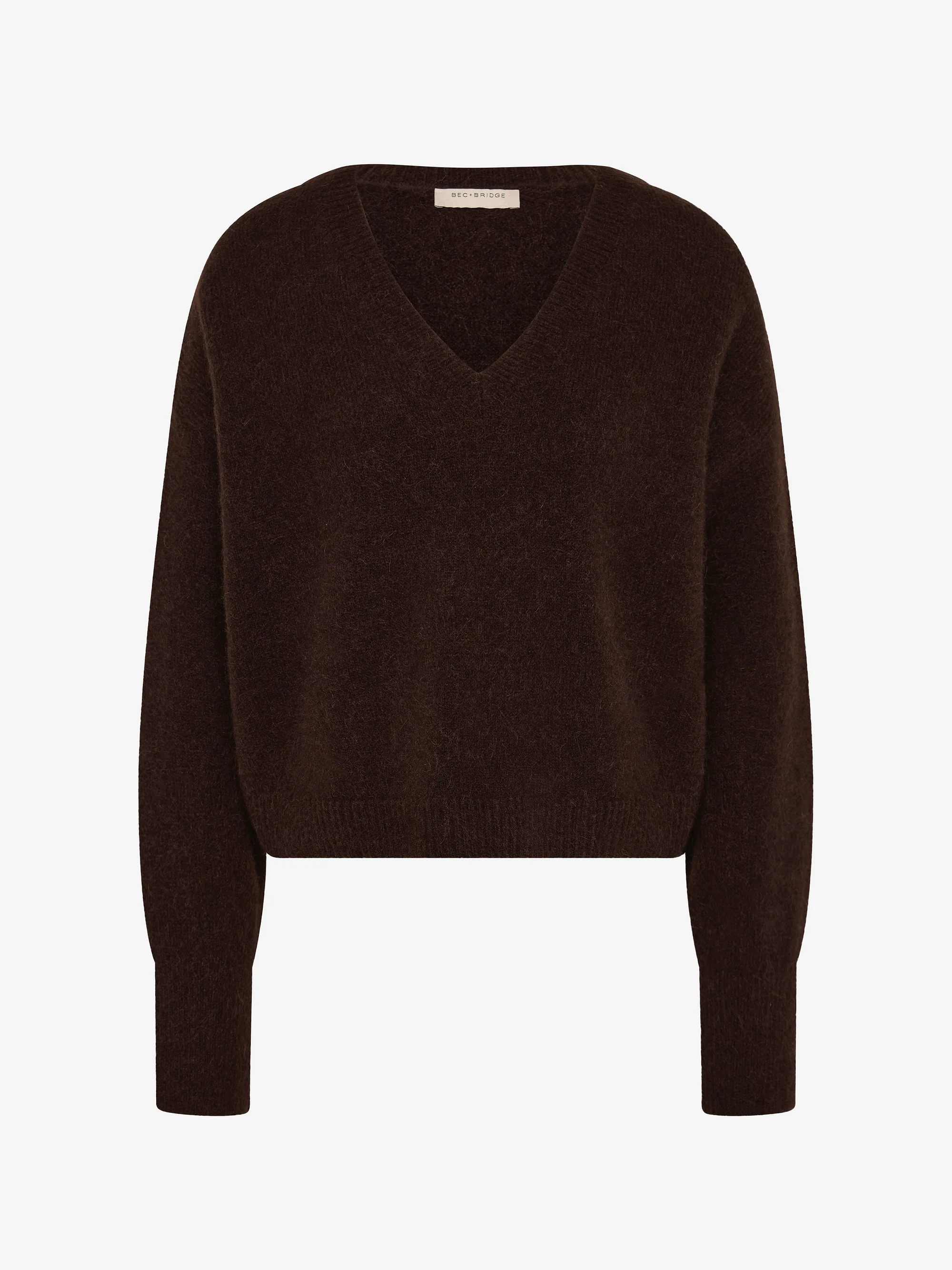CAMPBELL V CROPPED JUMPER - DARK CHOCOLATE - Image 5
