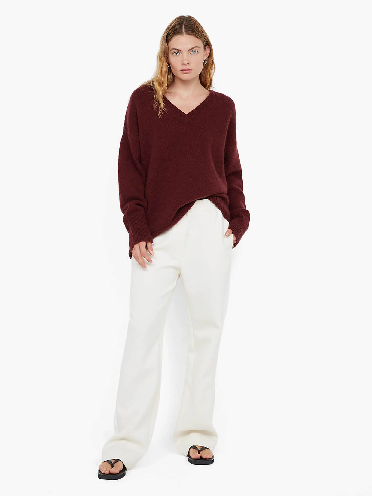 CAMPBELL V NECK JUMPER - PLUM