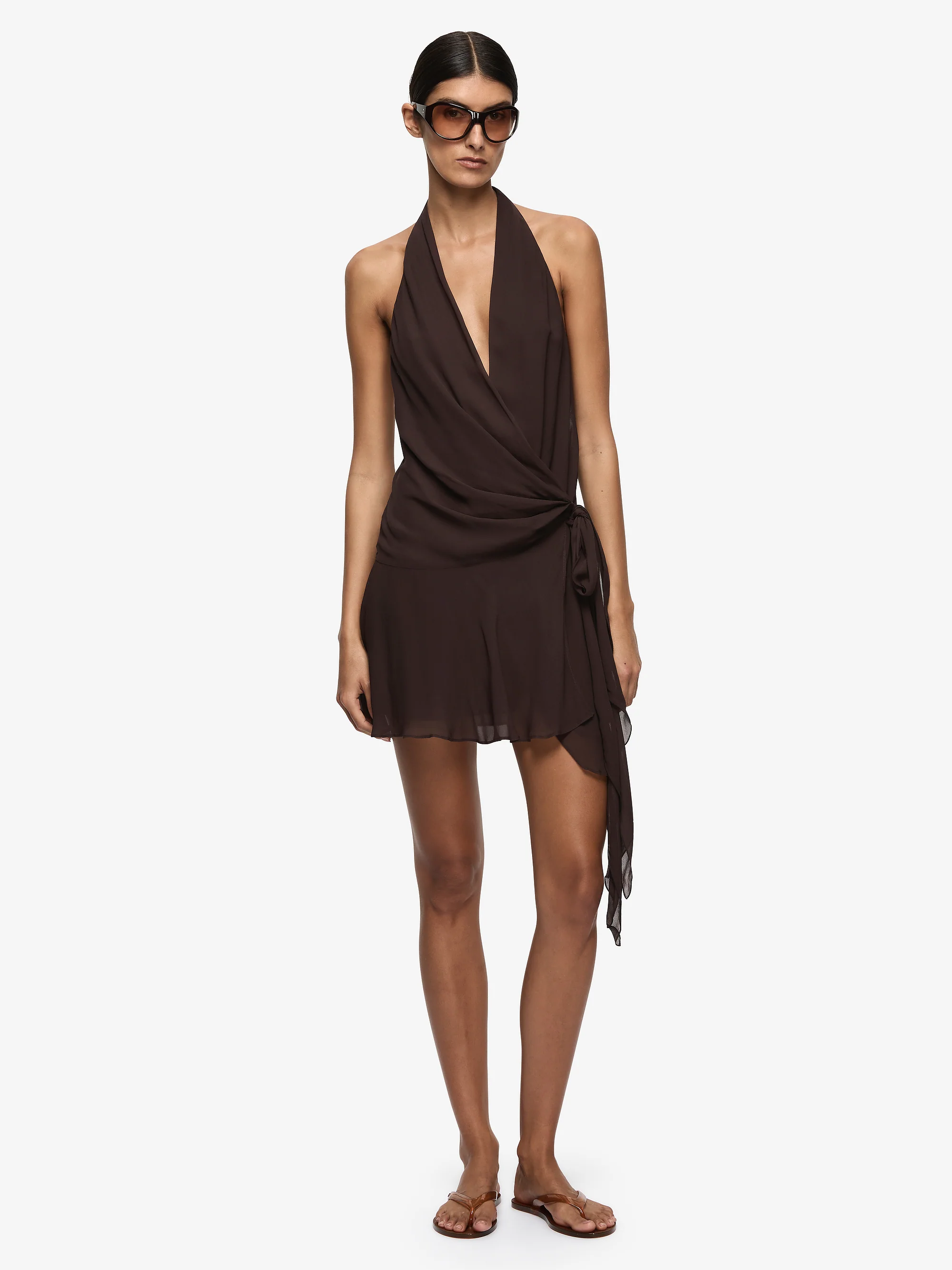 CELYSE MINI DRESS - DARK CHOCOLATE - Image 4