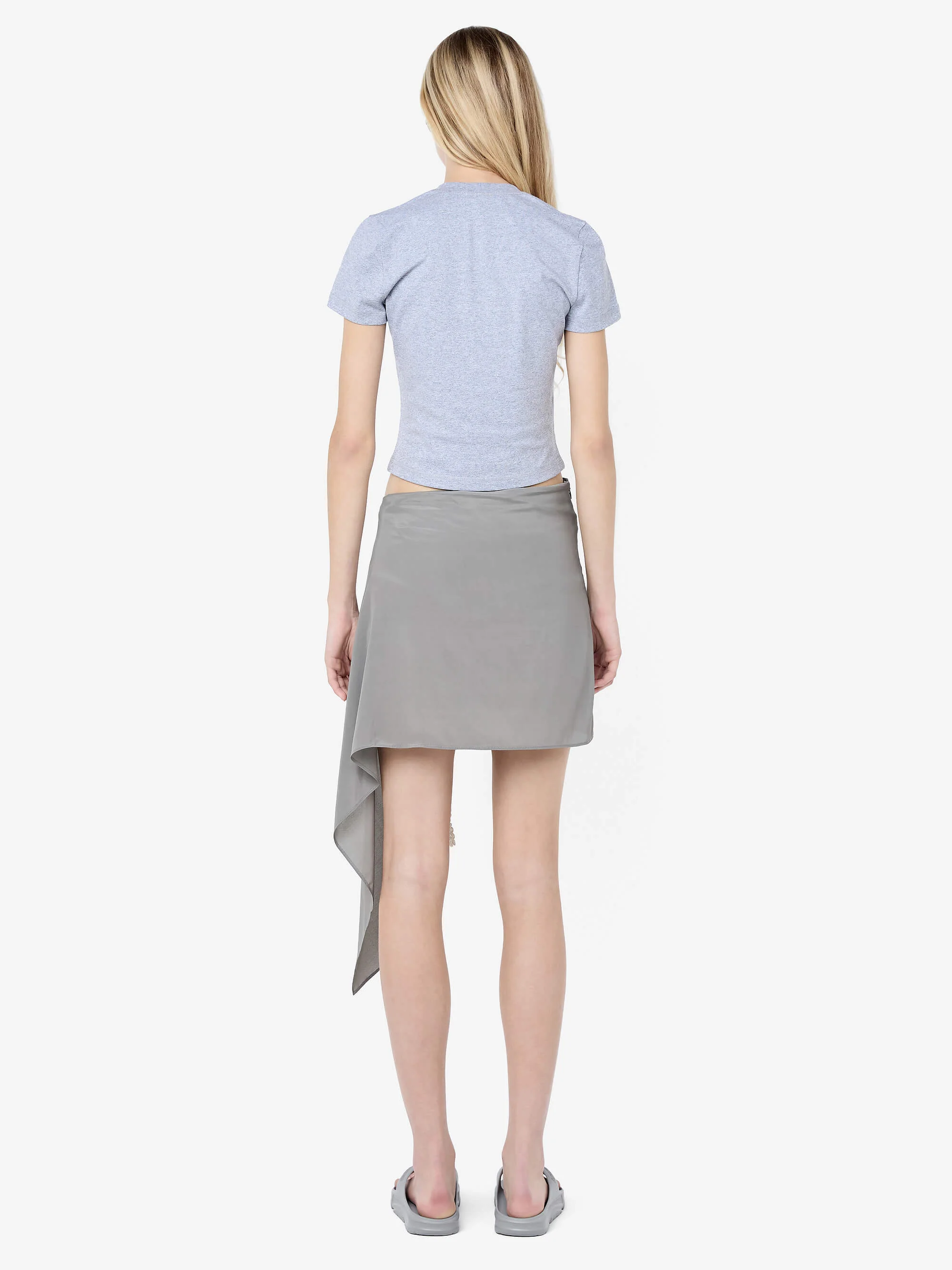 CHATEAU ASYM MINI SKIRT - SLATE GREY/IVORY - Image 4