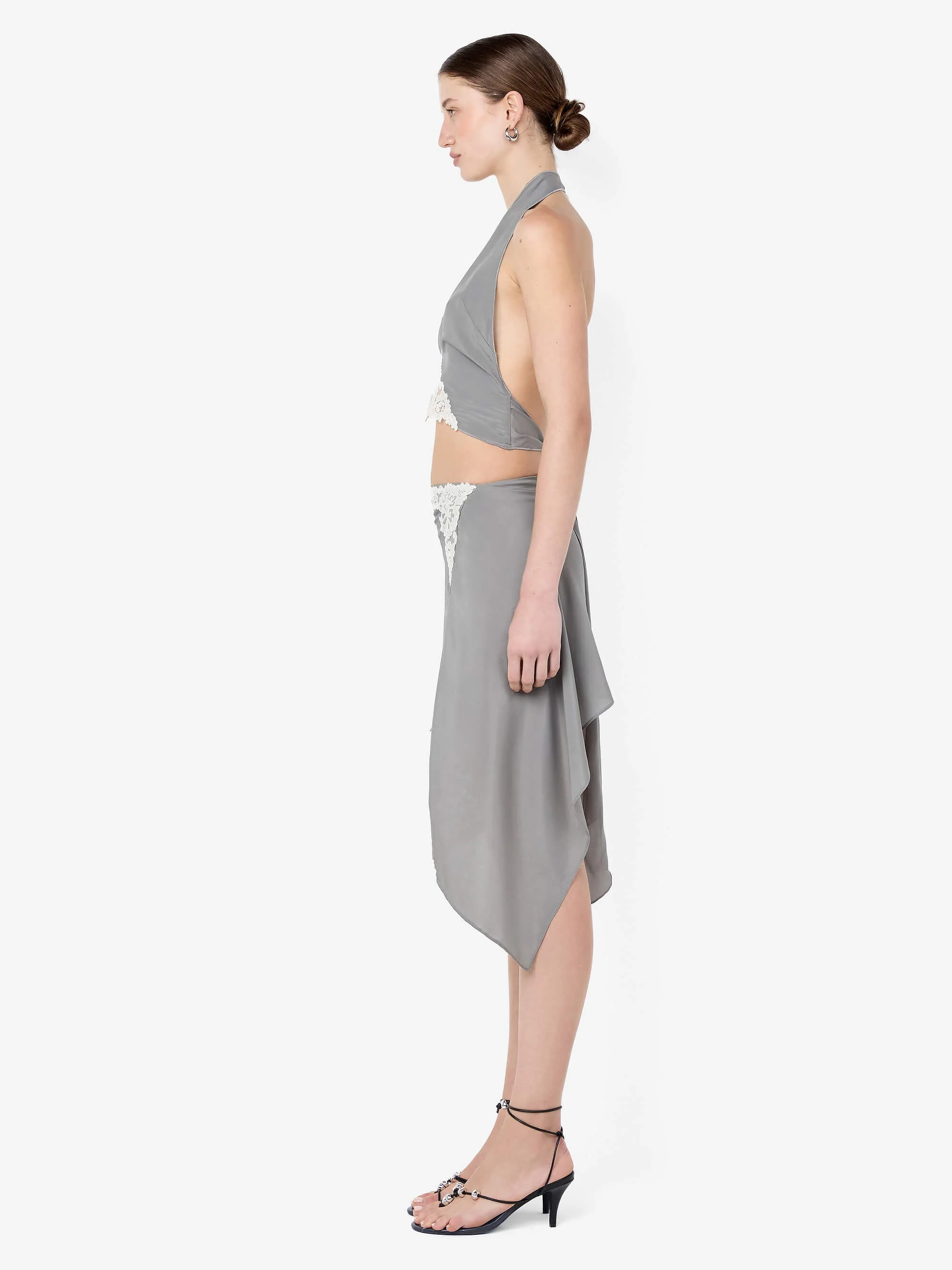 CHATEAU HALTER TOP - SLATE GREY/IVORY - Image 4