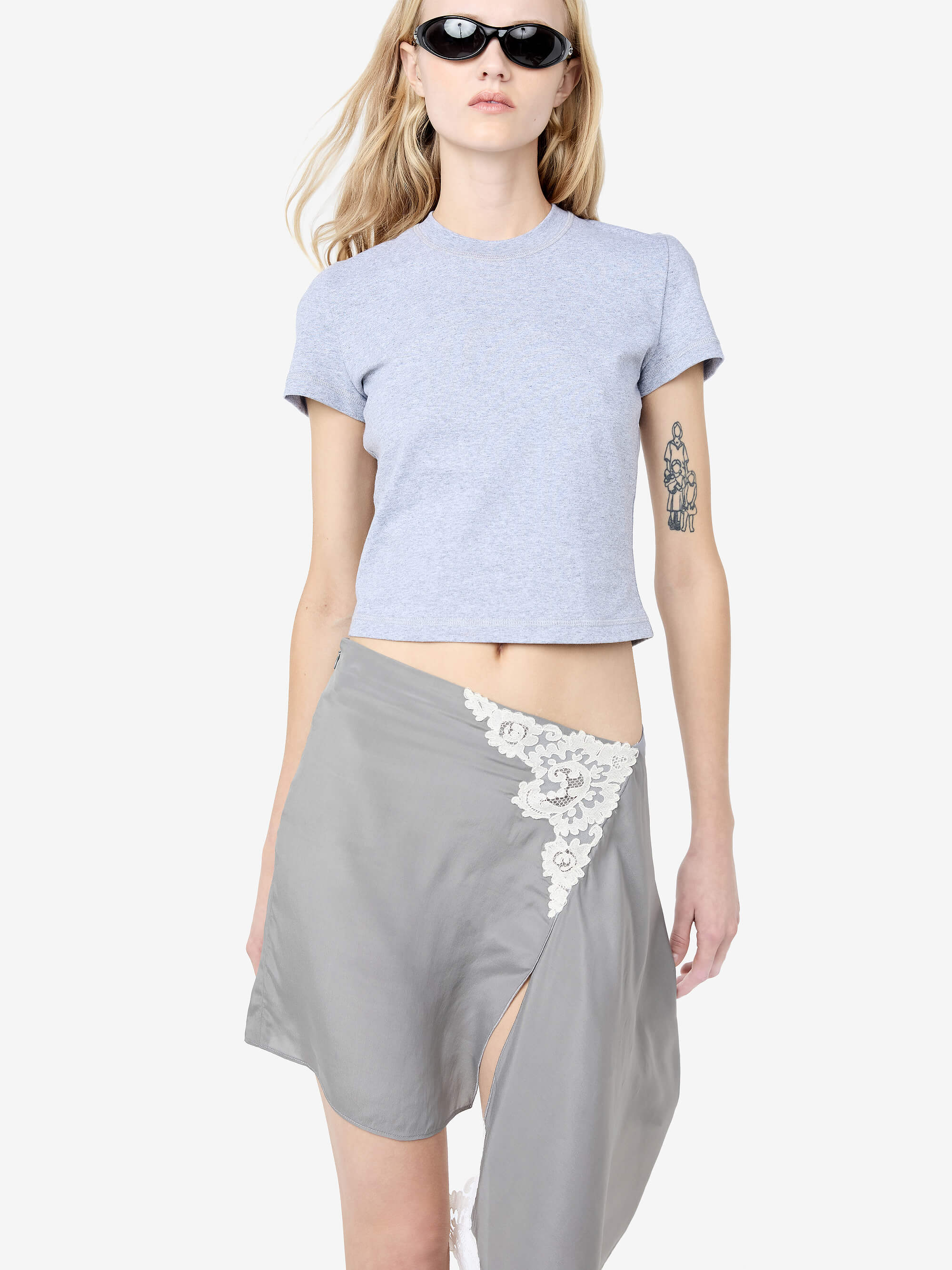 CLAUDETTE BABY TEE - GREY MARLE - Image 5