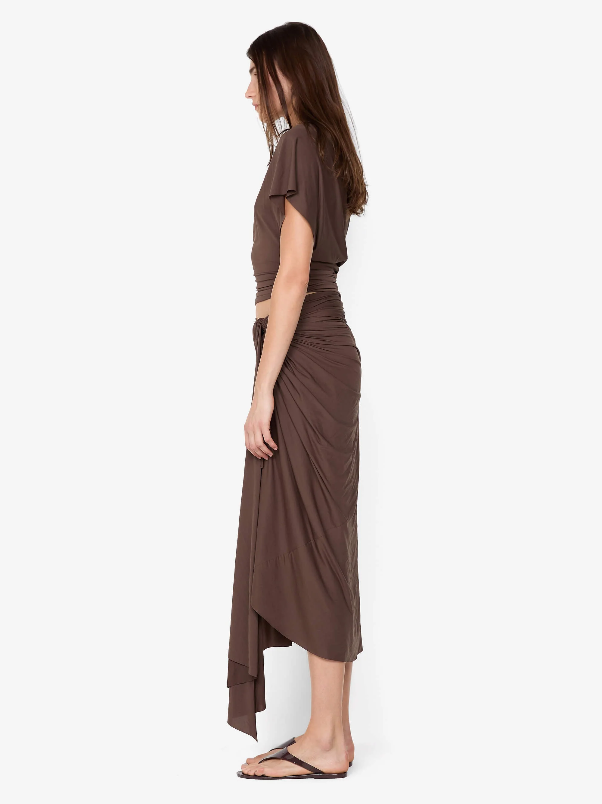 CLEMENTINE DRAPE SKIRT - MILK CHOCOLATE - Image 3