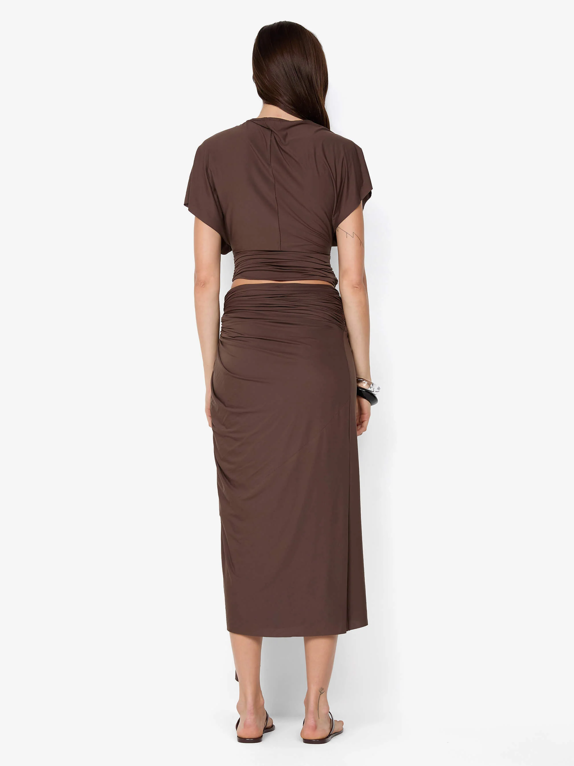 CLEMENTINE DRAPE SKIRT - MILK CHOCOLATE - Image 4