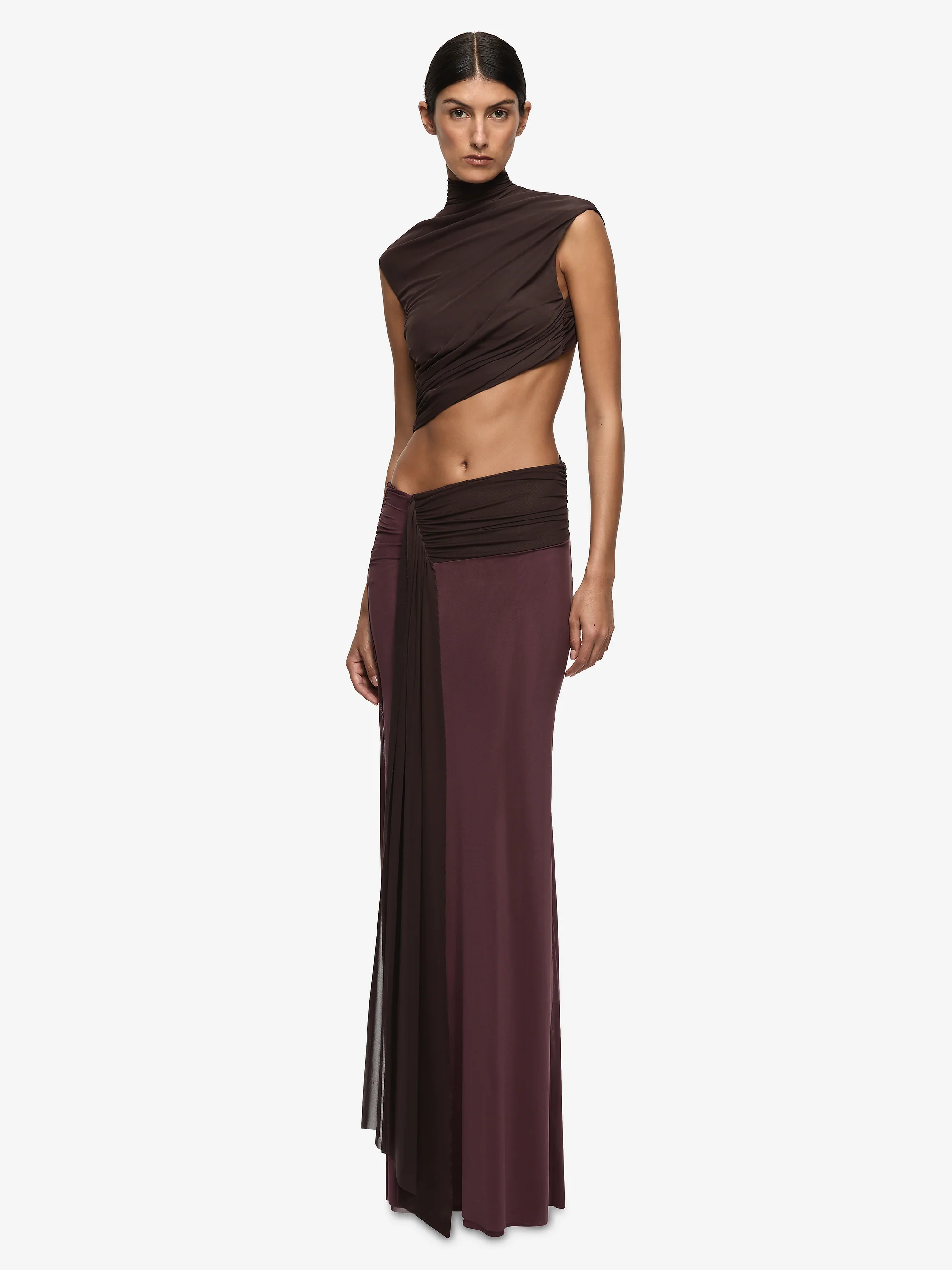 CONNI MAXI DRESS - AUBERGINE/DARK CHOC - Image 4