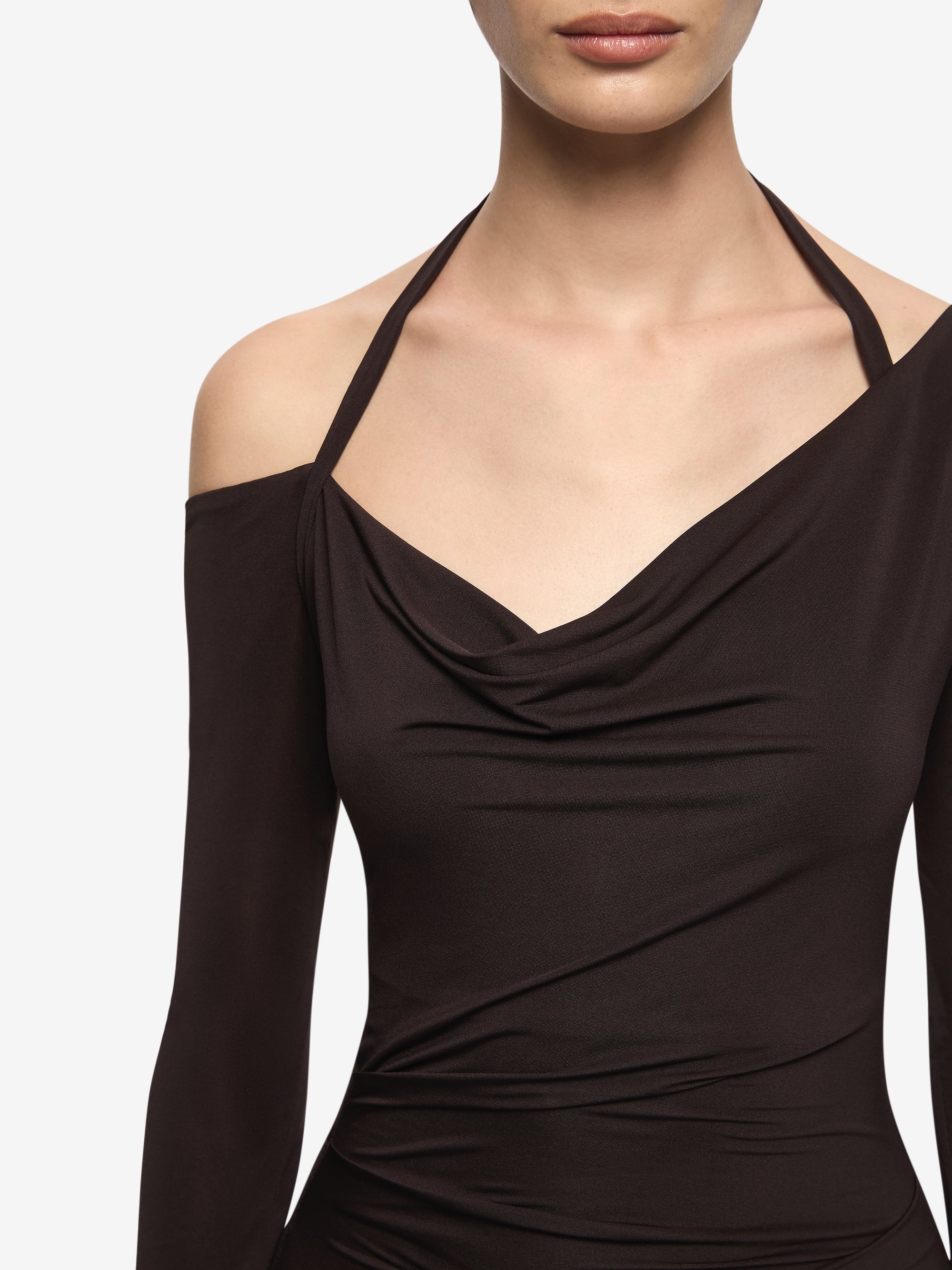 COURT LONG SLEEVE MAXI DRESS - DARK CHOCOLATE - Image 4