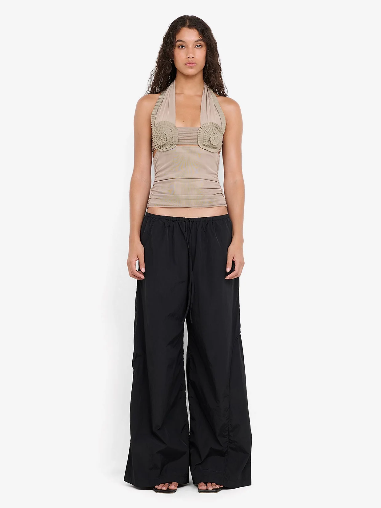 DANTE SPIRAL HALTER TOP - TAUPE