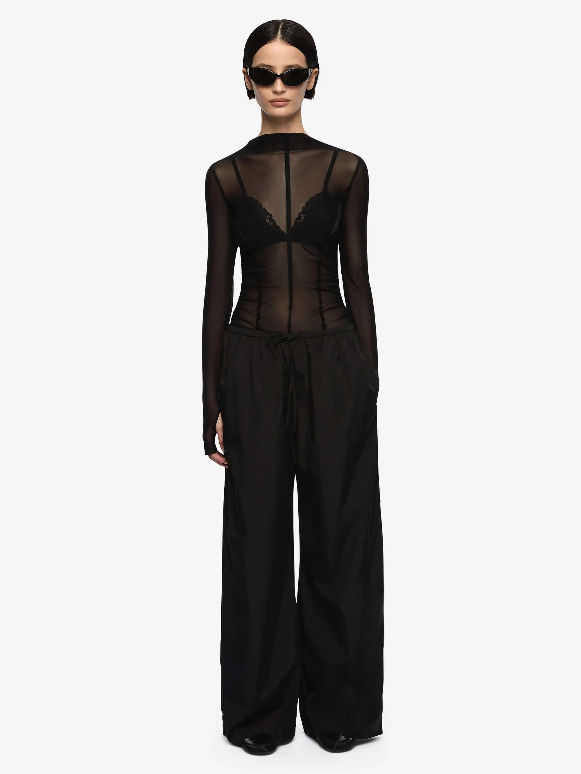 DELILA LONG SLEEVE TOP - BLACK