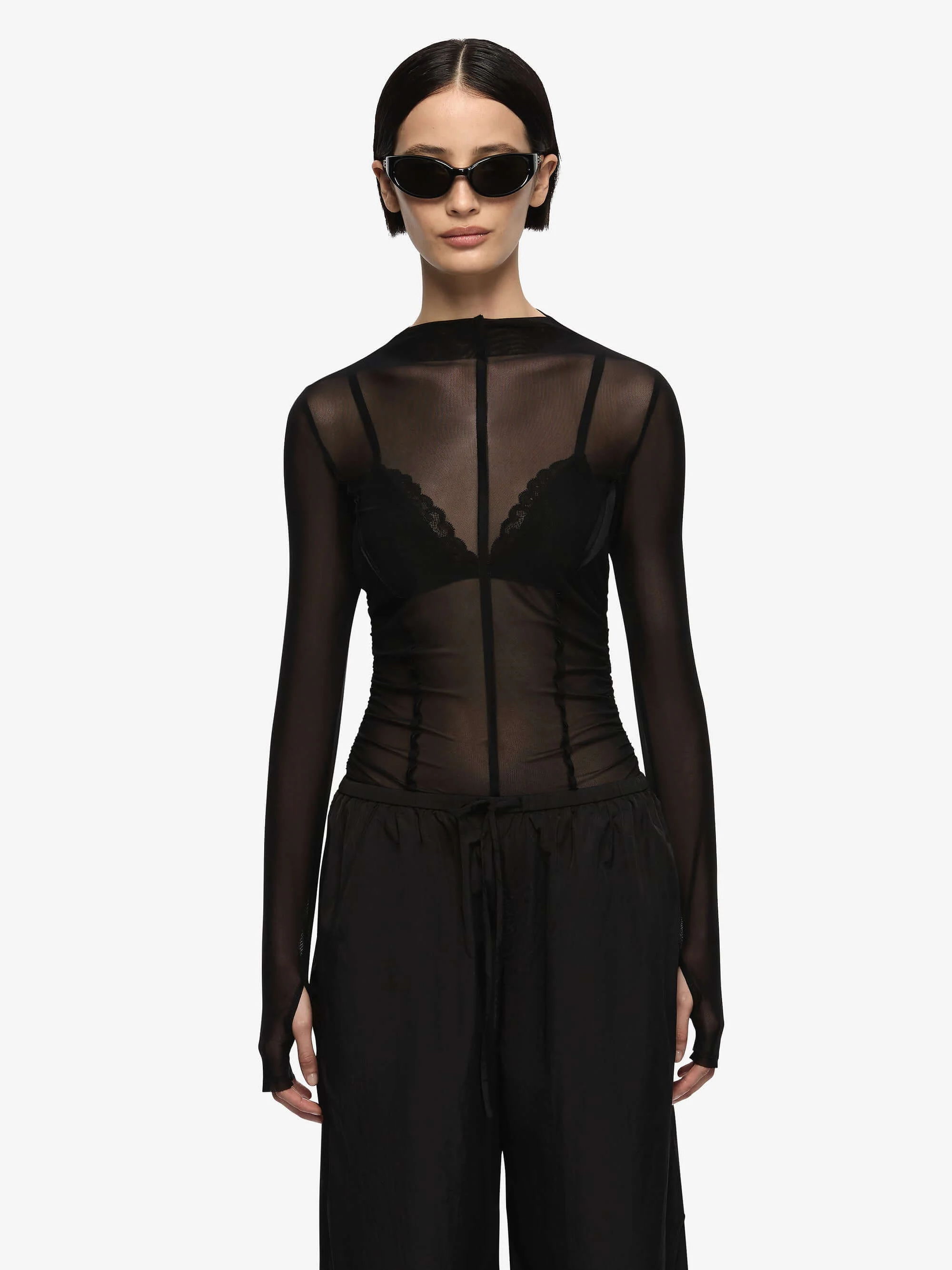 DELILA LONG SLEEVE TOP - BLACK - Image 2