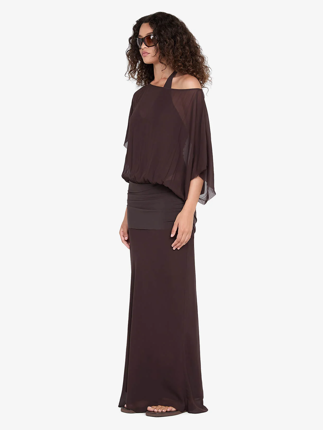 DELILAH OVERLAY MAXI DRESS - DARK CHOCOLATE - Image 2