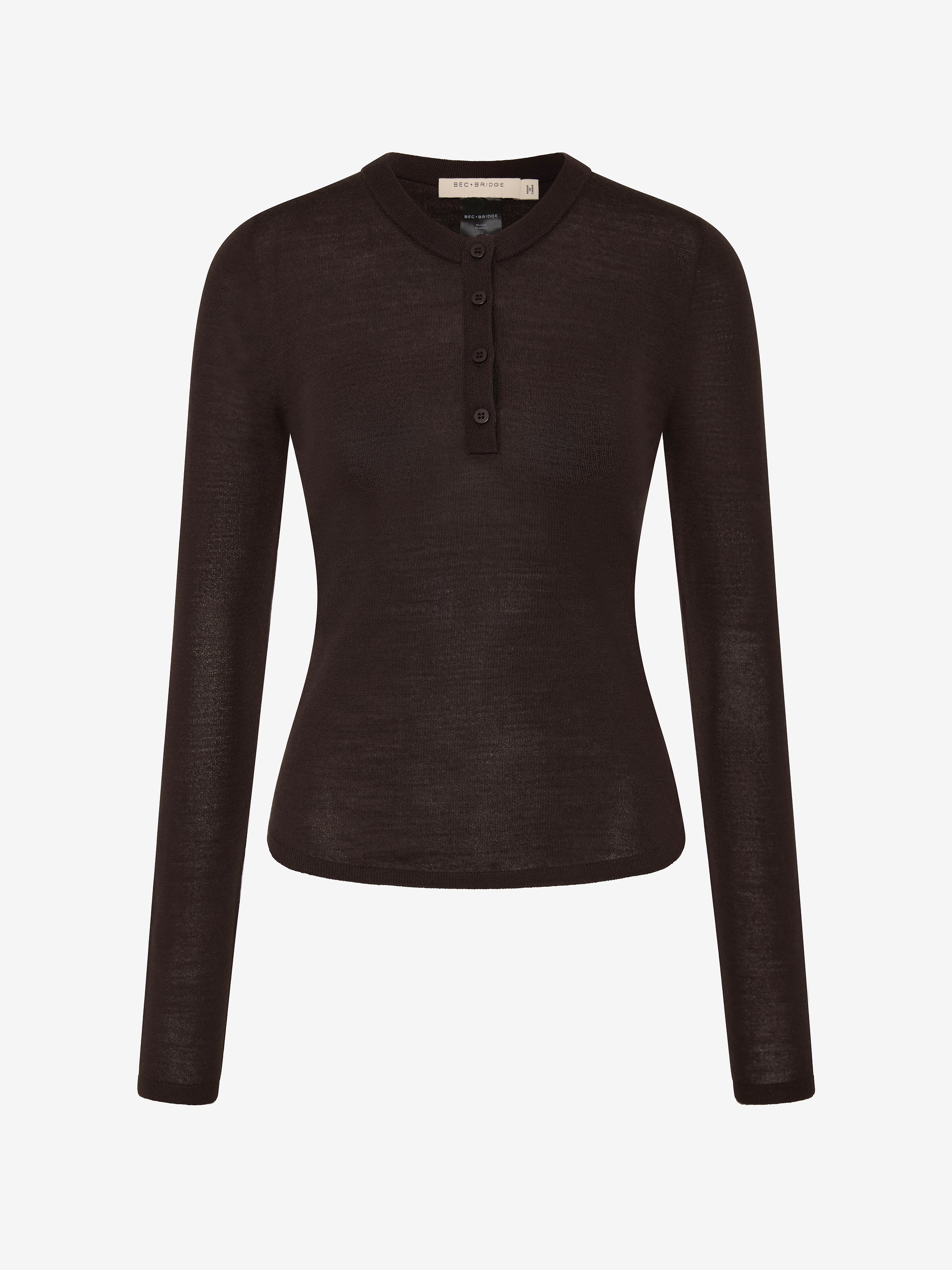 RUE LONG SLEEVE TOP - DARK CHOCOLATE - Image 5