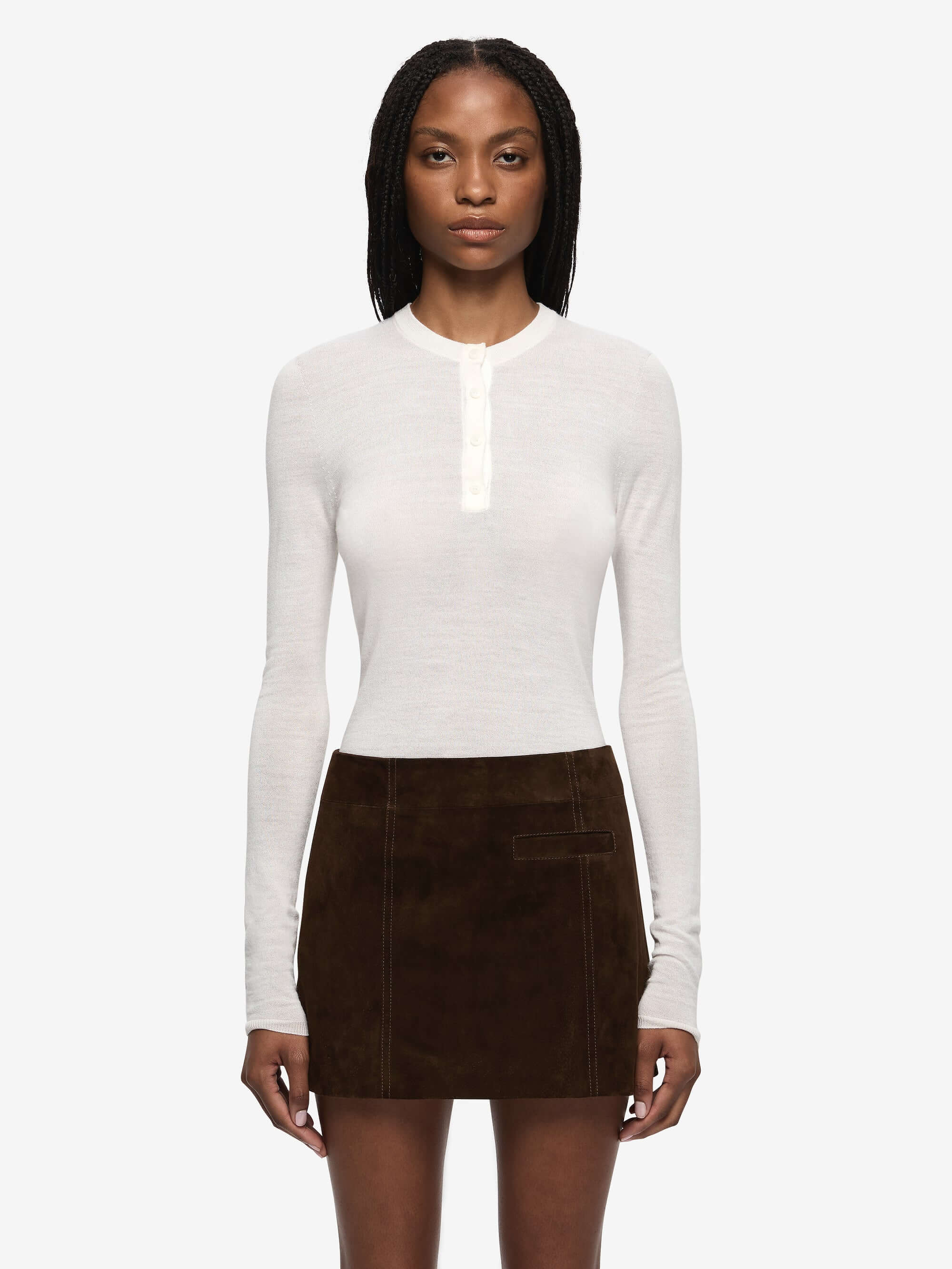 HUNTER SUEDE MINI SKIRT - DARK CHOCOLATE - Image 2