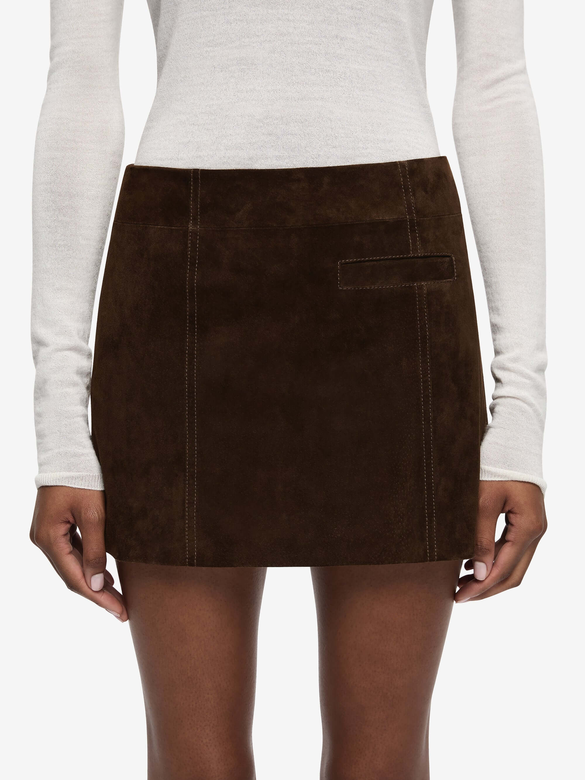 HUNTER SUEDE MINI SKIRT - DARK CHOCOLATE - Image 4