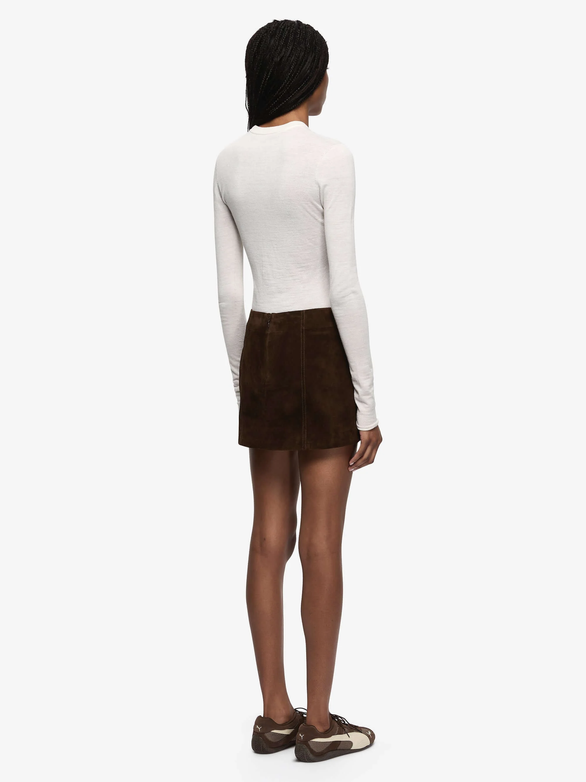 HUNTER SUEDE MINI SKIRT - DARK CHOCOLATE - Image 5