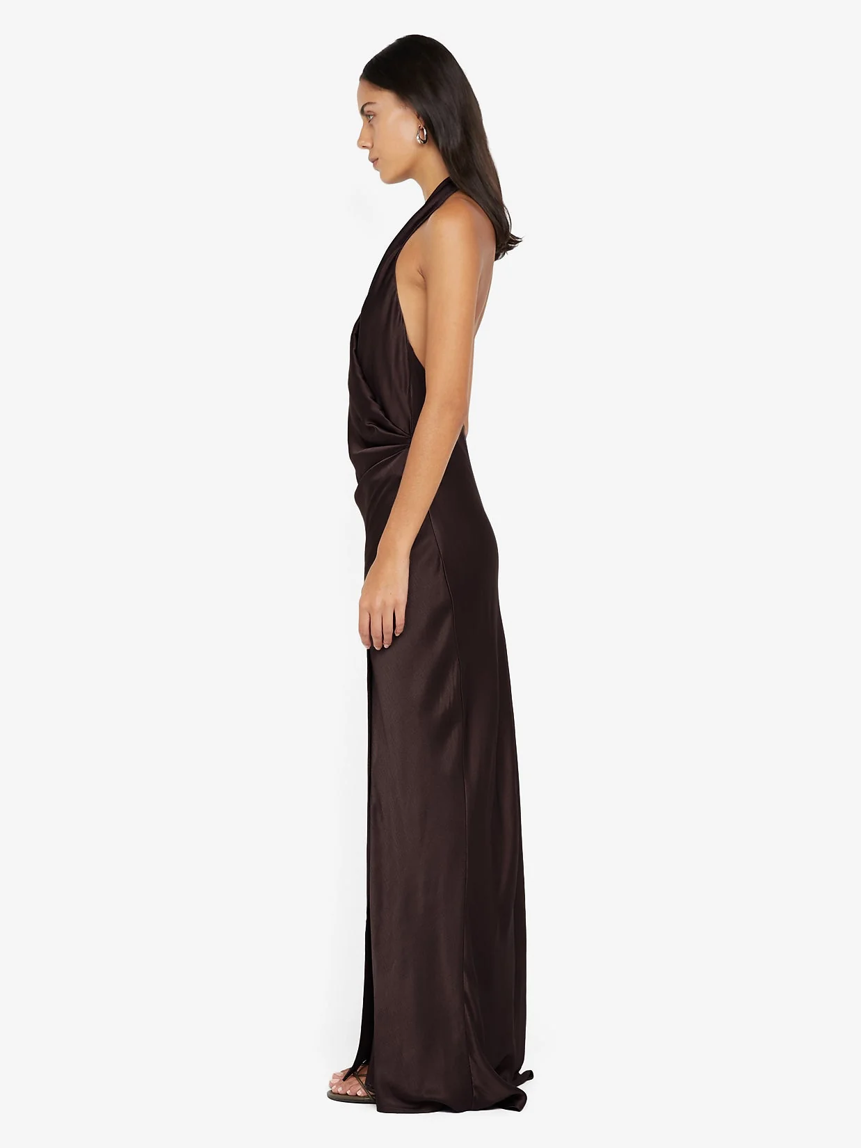 ELISIA WRAP MAXI DRESS - DARK CHOCOLATE - Image 4