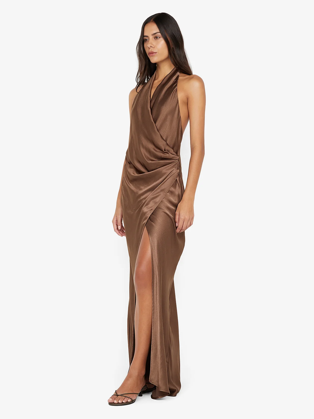 ELISIA WRAP MAXI DRESS - MILK CHOCOLATE - Image 3