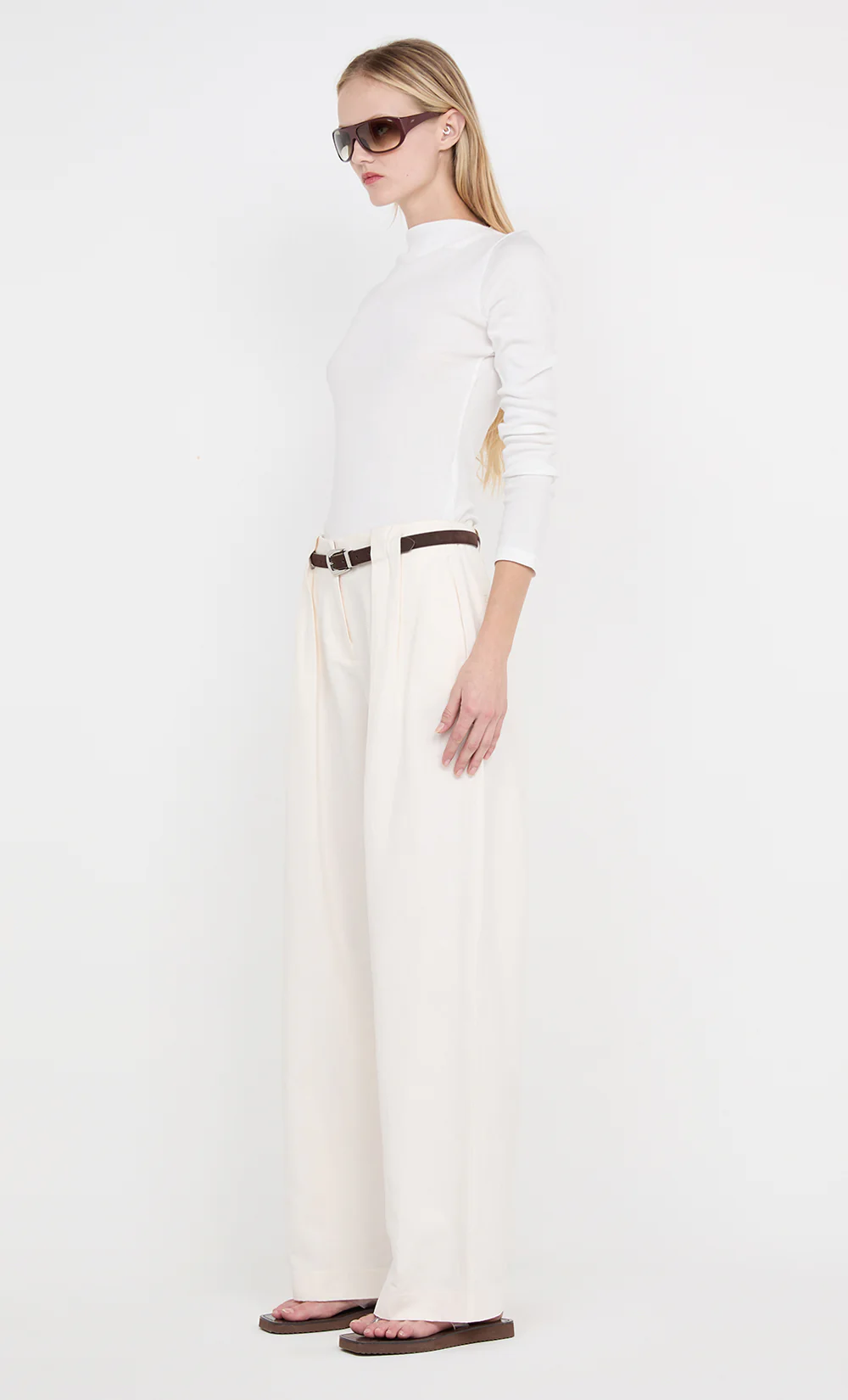 ELLEN PLEAT PANT - IVORY - Image 3