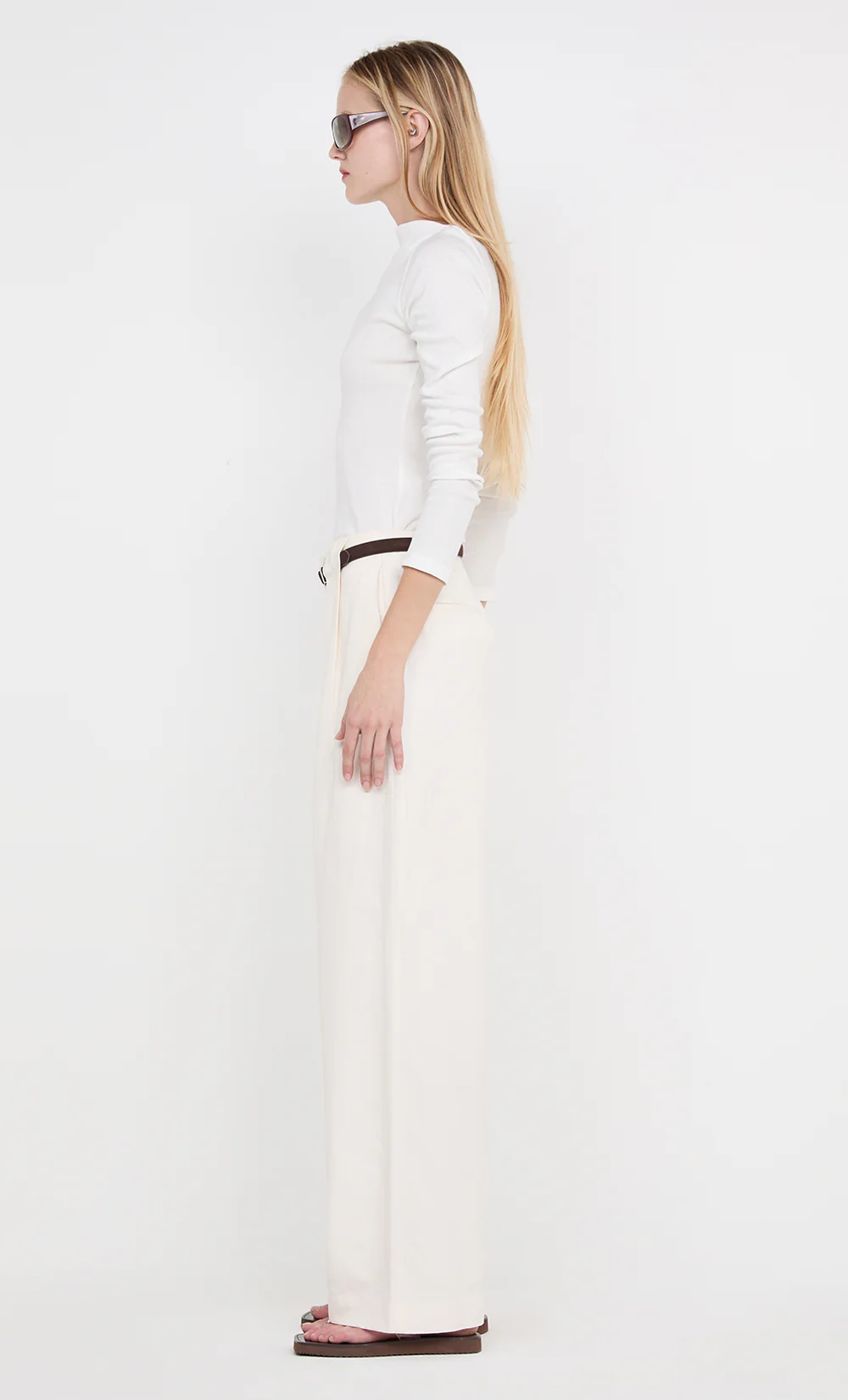 ELLEN PLEAT PANT - IVORY - Image 5