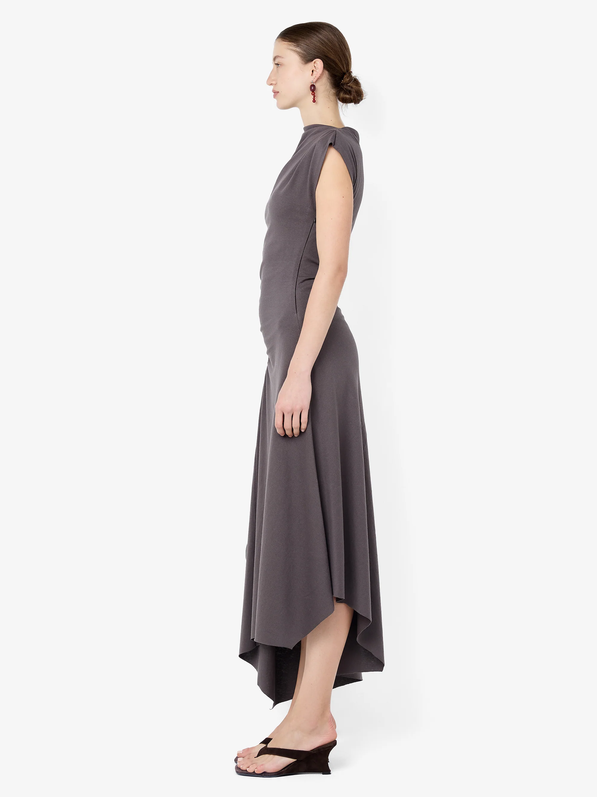 EMA ASYM DRESS - WASHED CHOC - Image 3