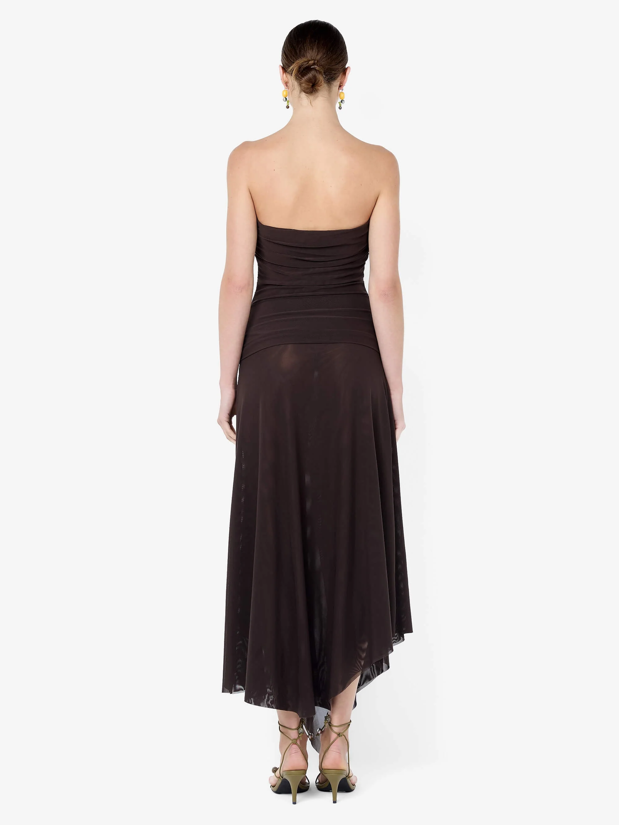 EVA STRAPLESS MIDI DRESS - DARK CHOCOLATE - Image 4