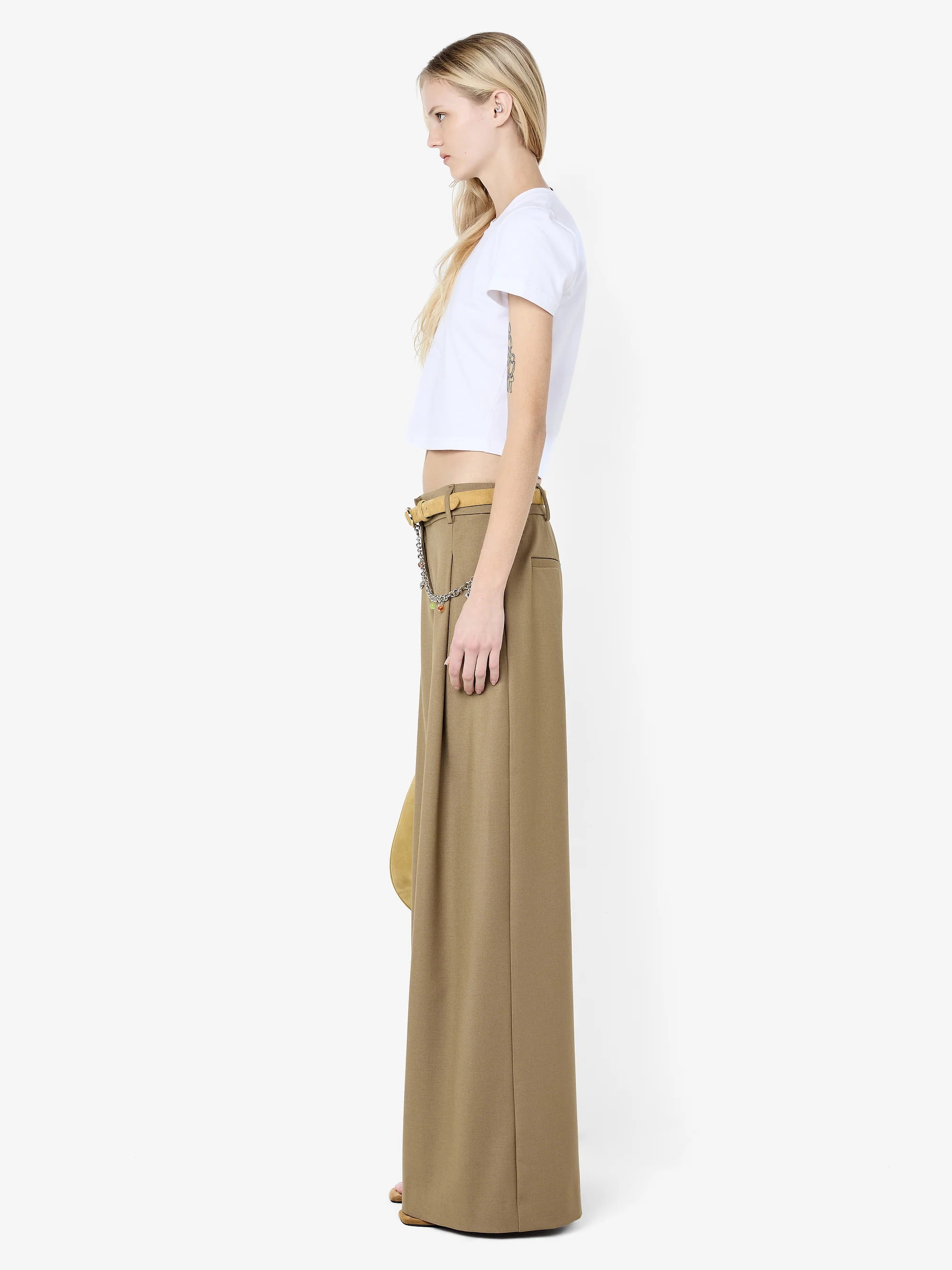 FAYE WIDE LEG PANT - OLIVE - Image 3